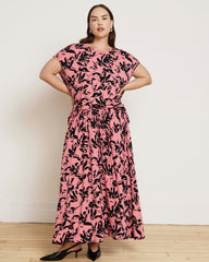 Tessa Liquid Jersey Skirt - Pink Sgraffito Print