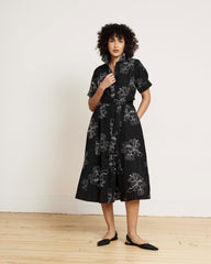 Tina Cotton Poplin Shirtdress - Hibiscus Embroidery