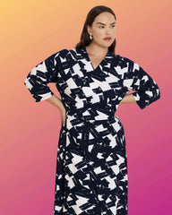 The Divine Jersey Wrap Dress - Navy Santiago Print