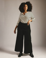 Olivia Pintuck Wide Leg Jeans - Jet Black