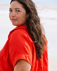 Sandy Short Sleeve Stretch Linen Blend Shirt - Shoreline Sunset