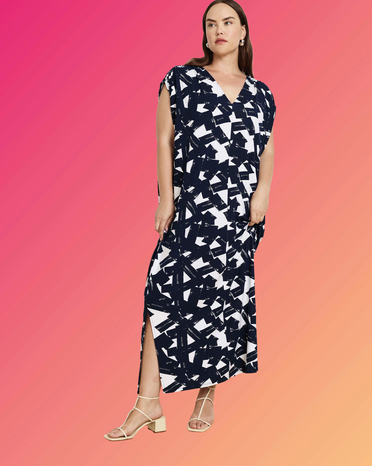 Kris Divine Jersey Kaftan - Navy Santiago Print