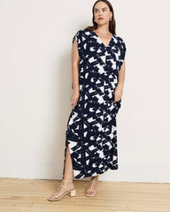 Kris Divine Jersey Kaftan - Navy Santiago Print