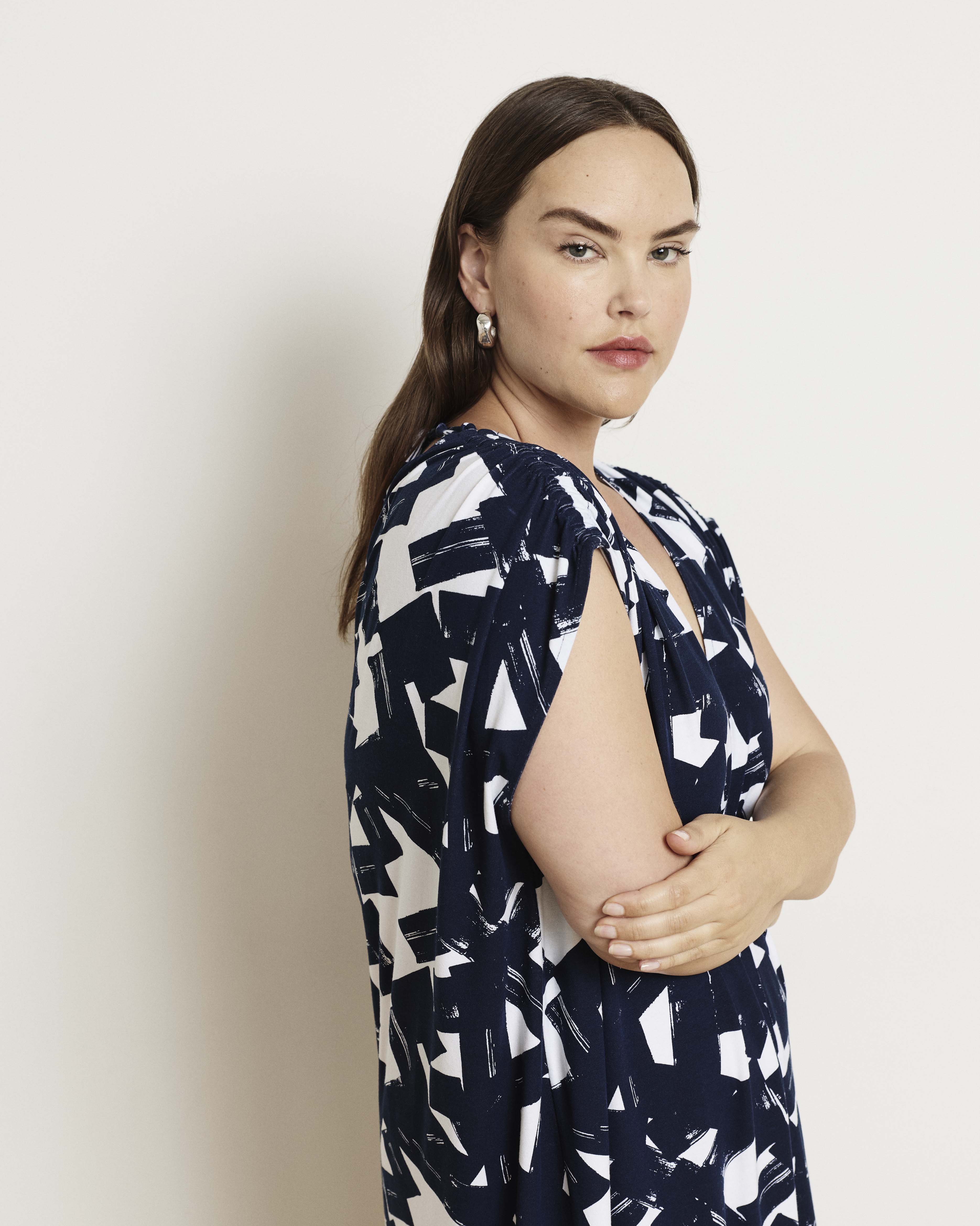 Kris Divine Jersey Kaftan - Navy Santiago Print