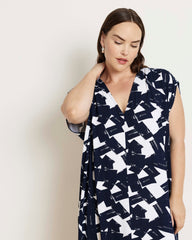 Kris Divine Jersey Kaftan - Navy Santiago Print