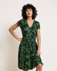 Minetta Liquid Jersey Dress - Green Sgraffito Print