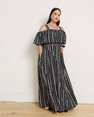 Lisbon Convertible Stretch Cupro Maxi Dress - Florentine Print