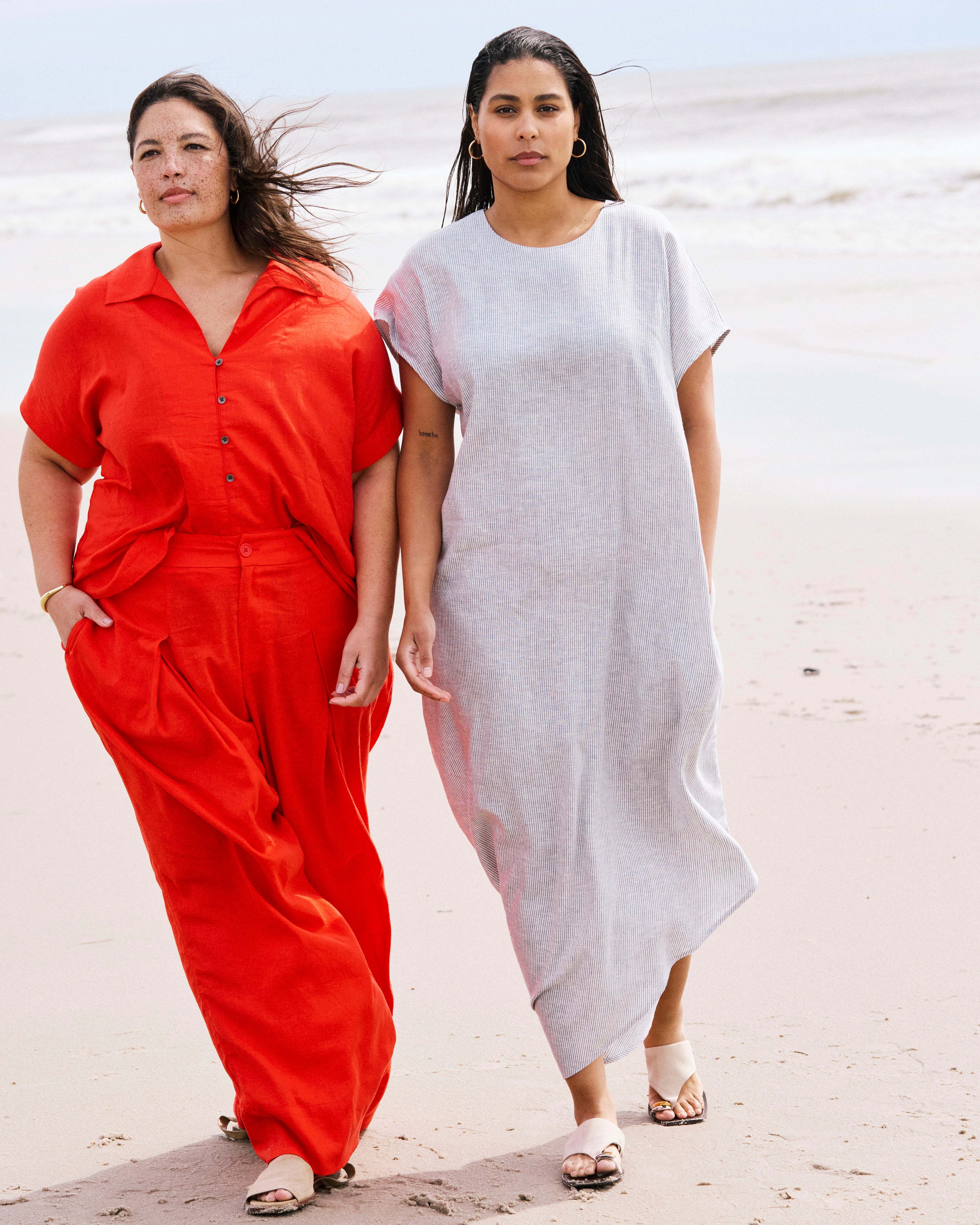 Marley Wide Leg Linen Blend Pants - Shoreline Sunset