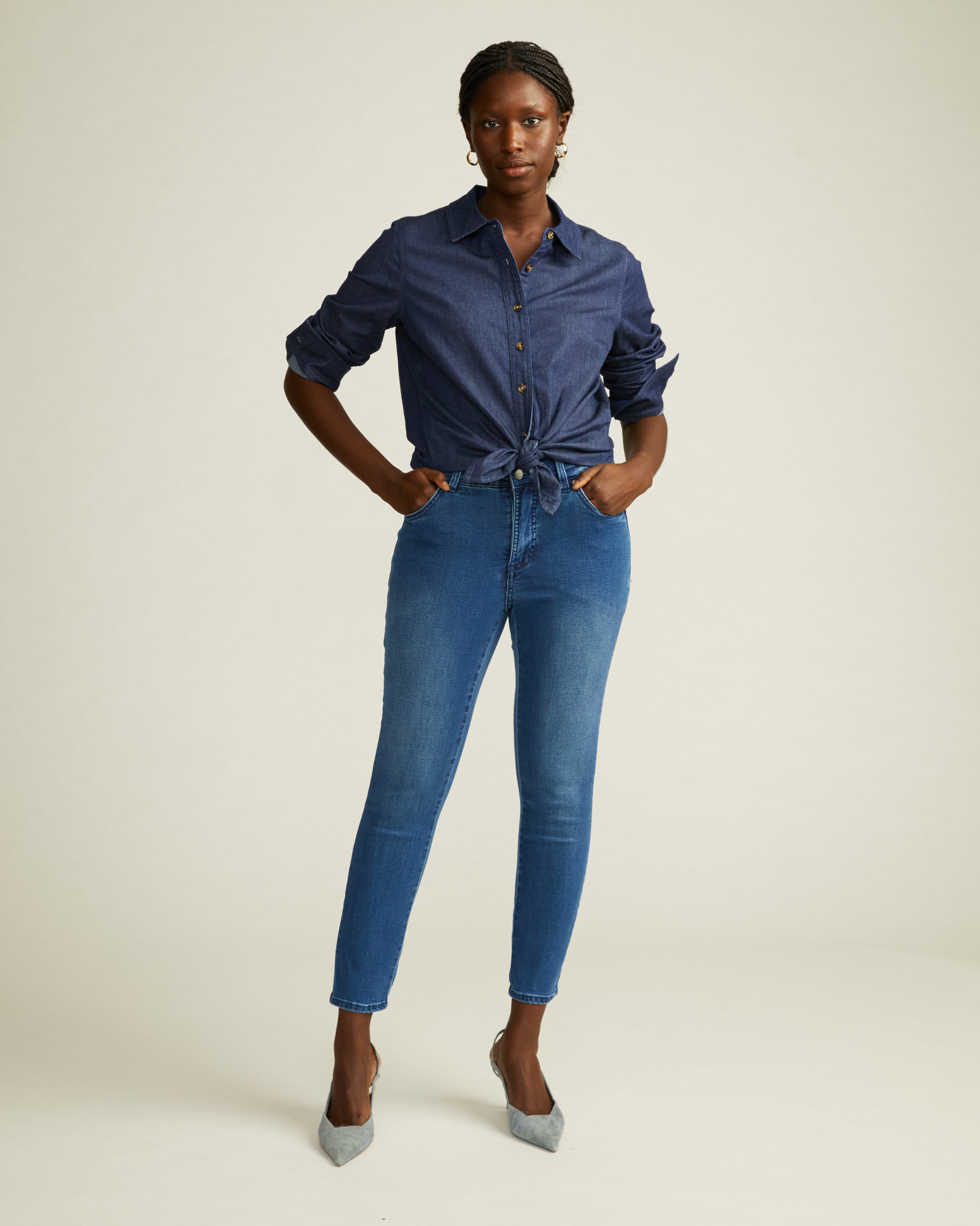 Minimalist Stretch Cotton Chambray Shirt - Dark Indigo