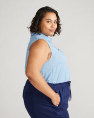 Perfect Tencel Chambray Sleeveless Shirt - Morning Blue