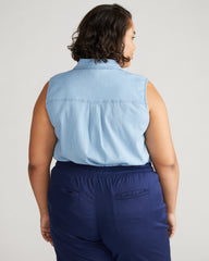 Perfect Tencel Chambray Sleeveless Shirt - Morning Blue
