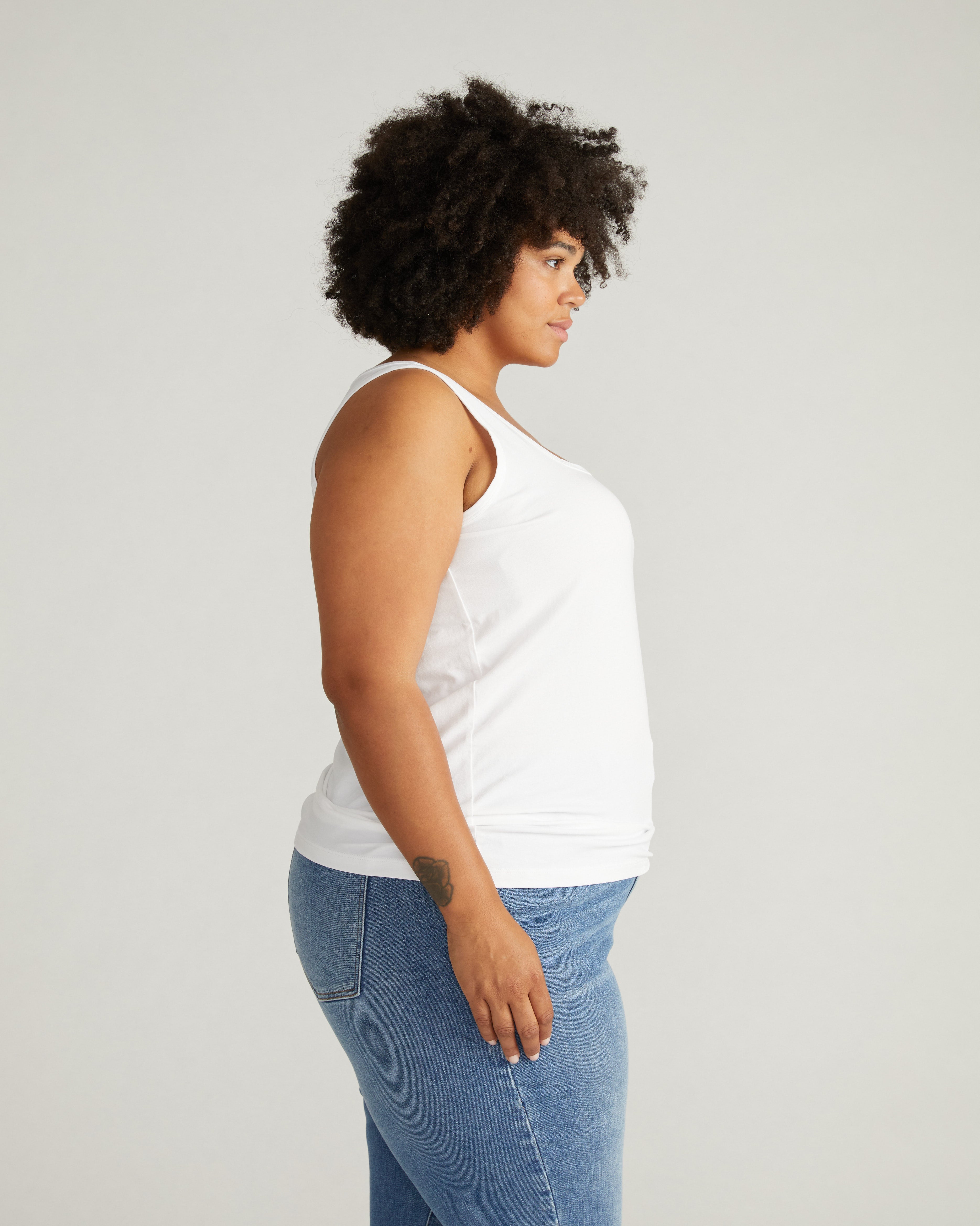 Square Neck Tank Top - White