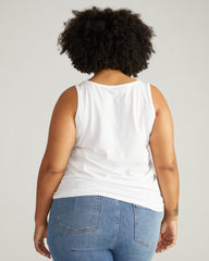 Square Neck Tank Top - White