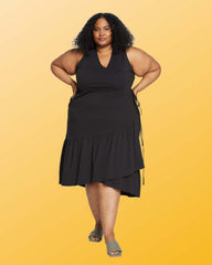 Tiered Twirl Wrap Dress - Black