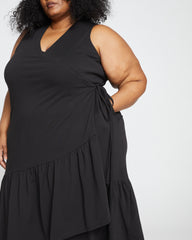 Tiered Twirl Wrap Dress - Black