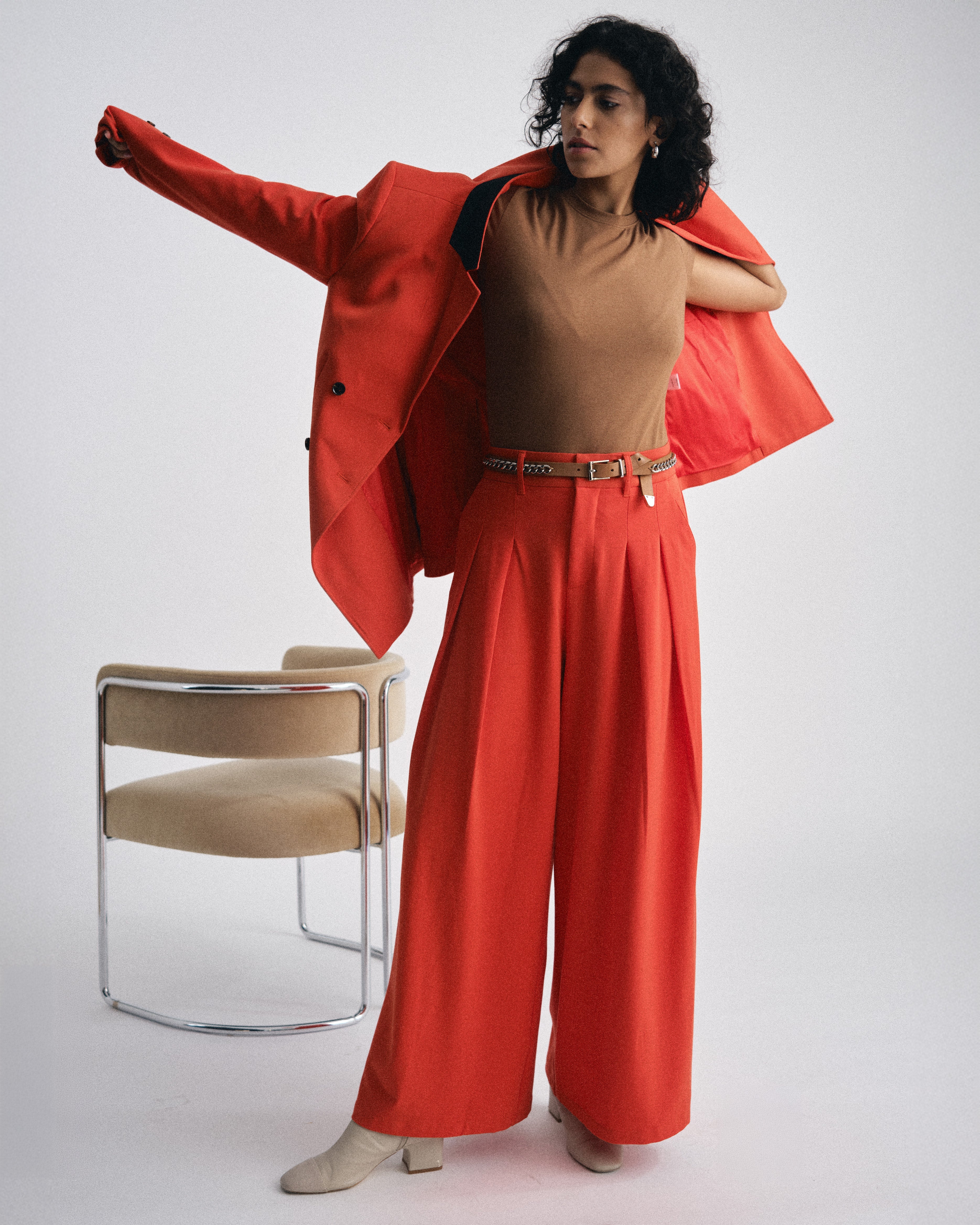 All Day Warren Double Breasted Blazer - Poppy