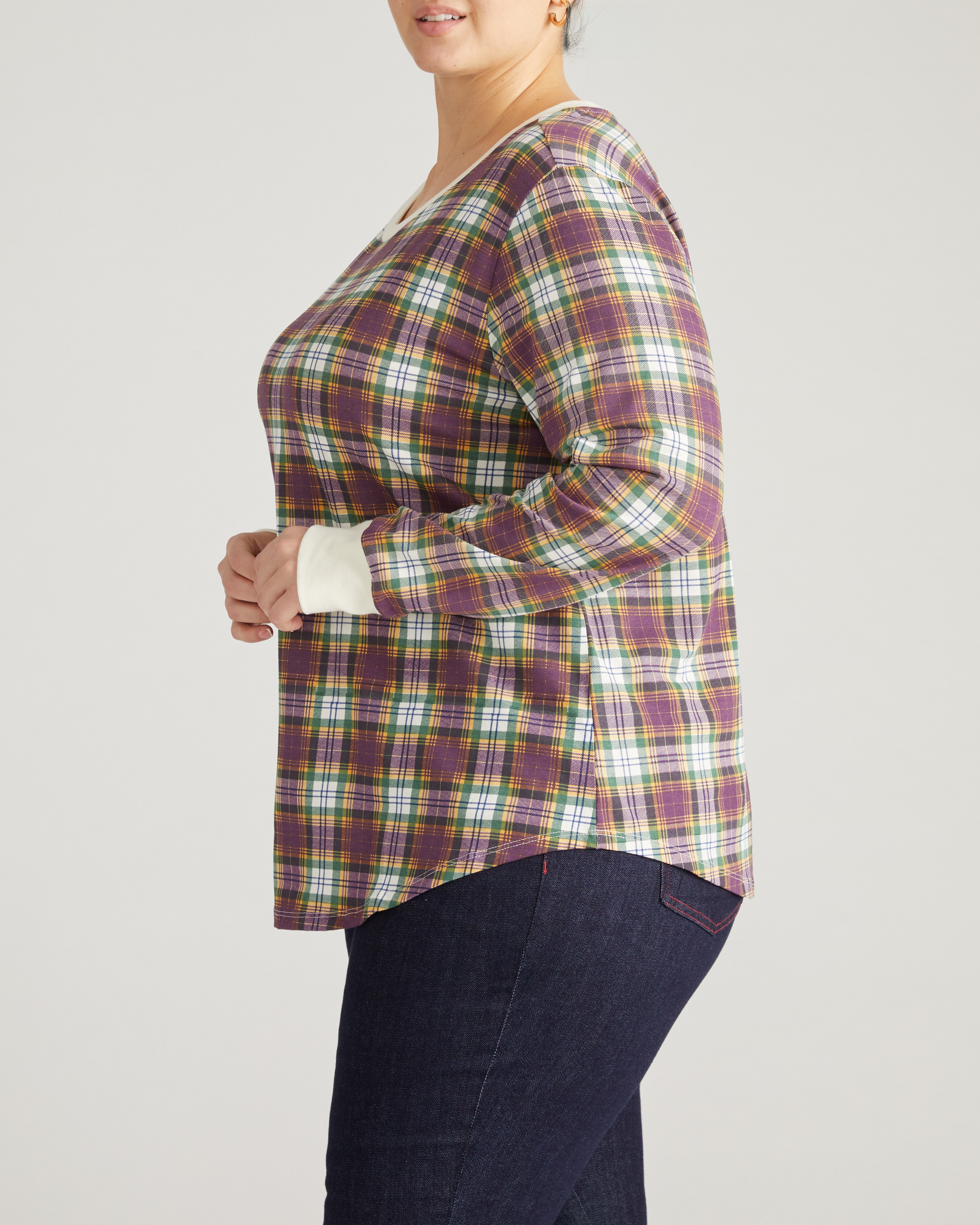 Long Sleeve Tee Rex - Purple Plaid