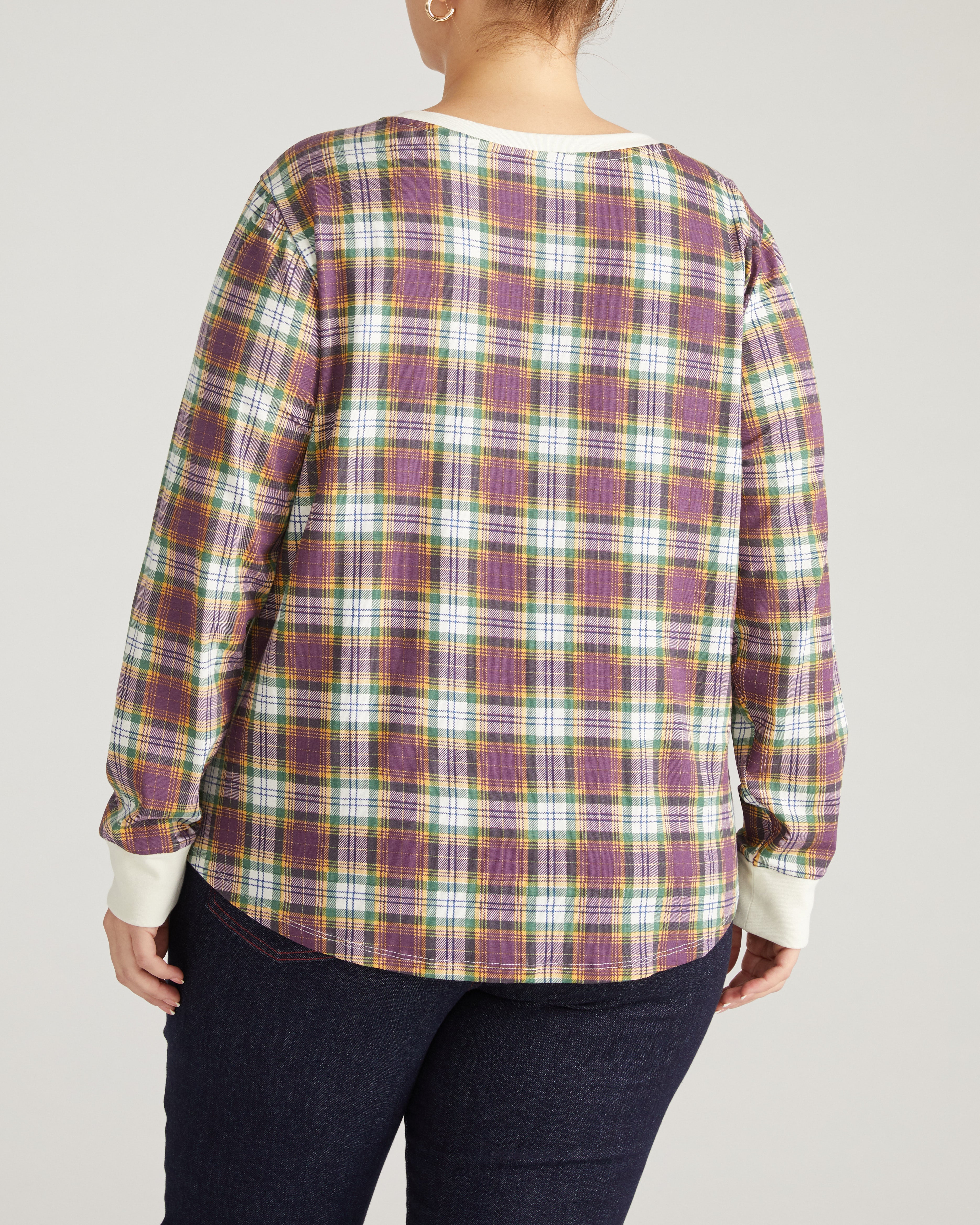 Long Sleeve Tee Rex - Purple Plaid
