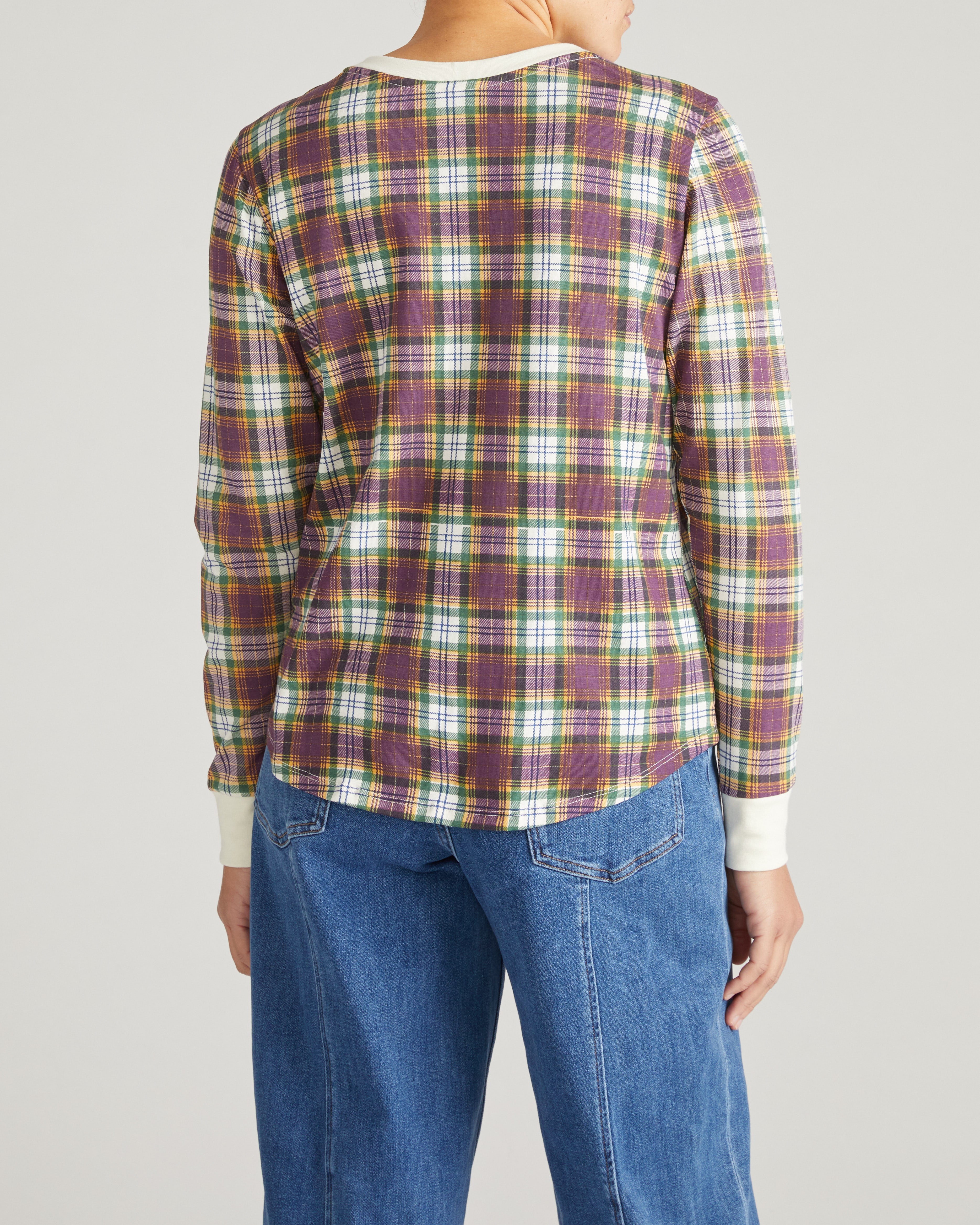 Long Sleeve V Rex - Purple Plaid