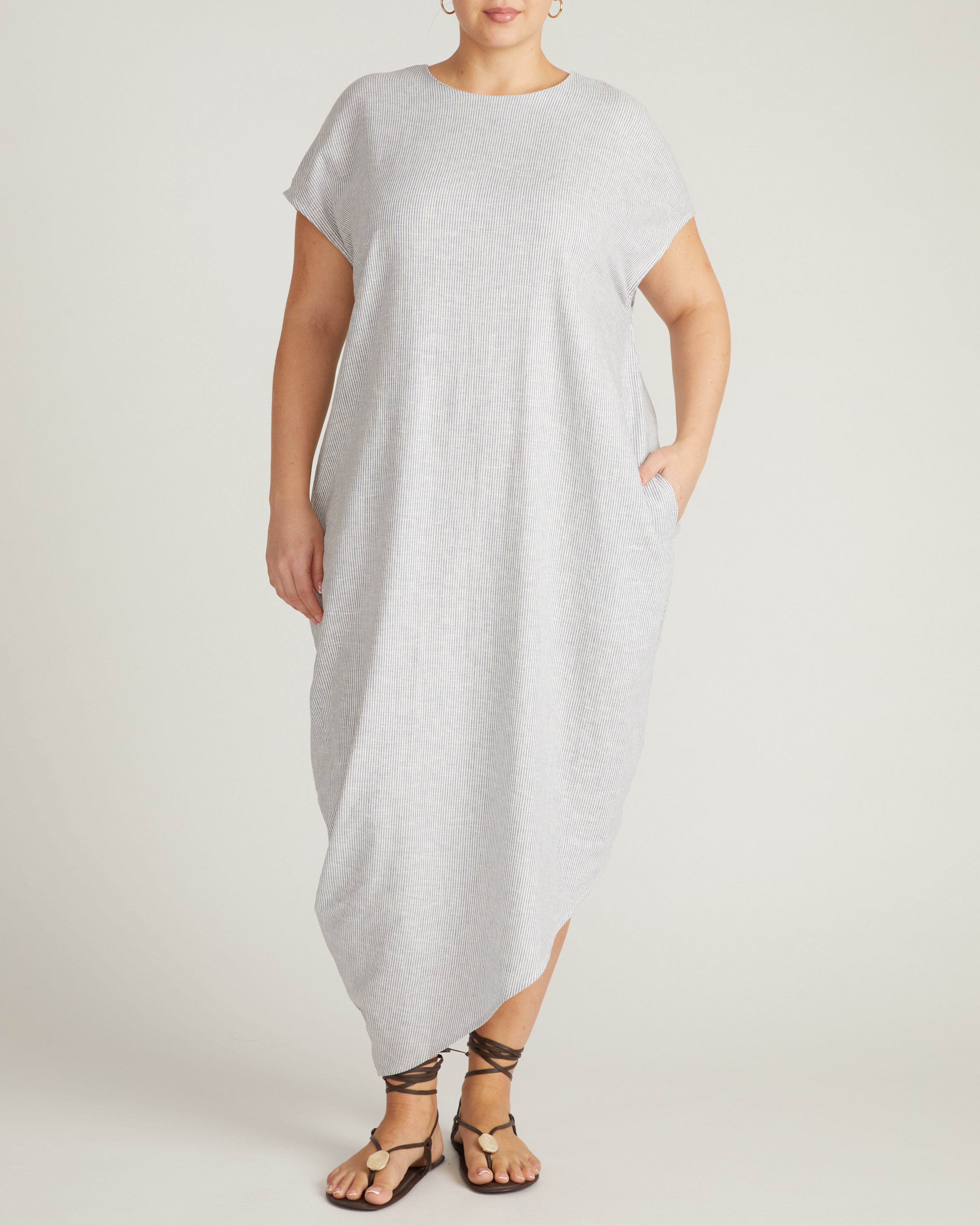 Iconic Stretch Linen Blend Geneva Dress - Beach Stripe