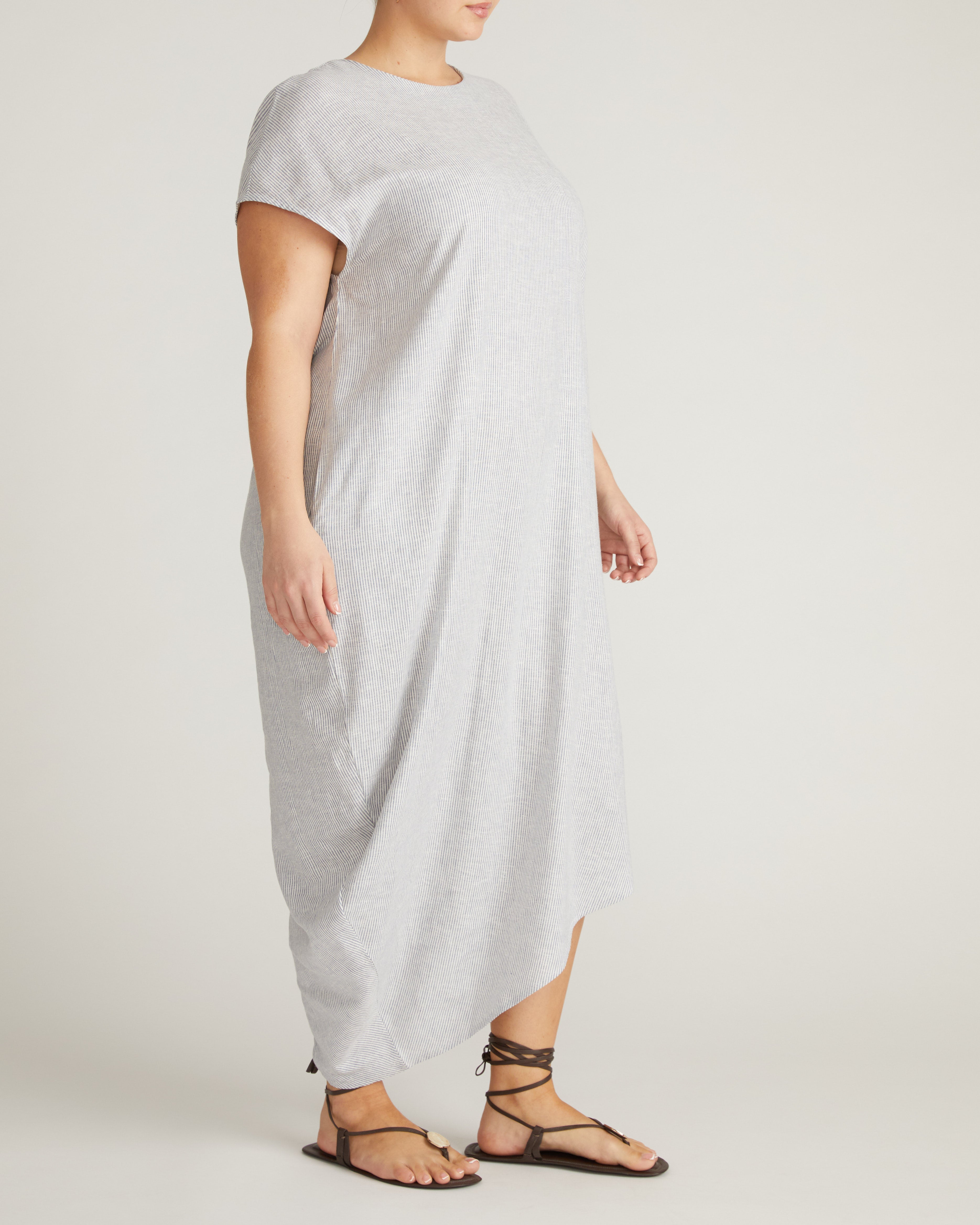 Iconic Stretch Linen Blend Geneva Dress - Beach Stripe