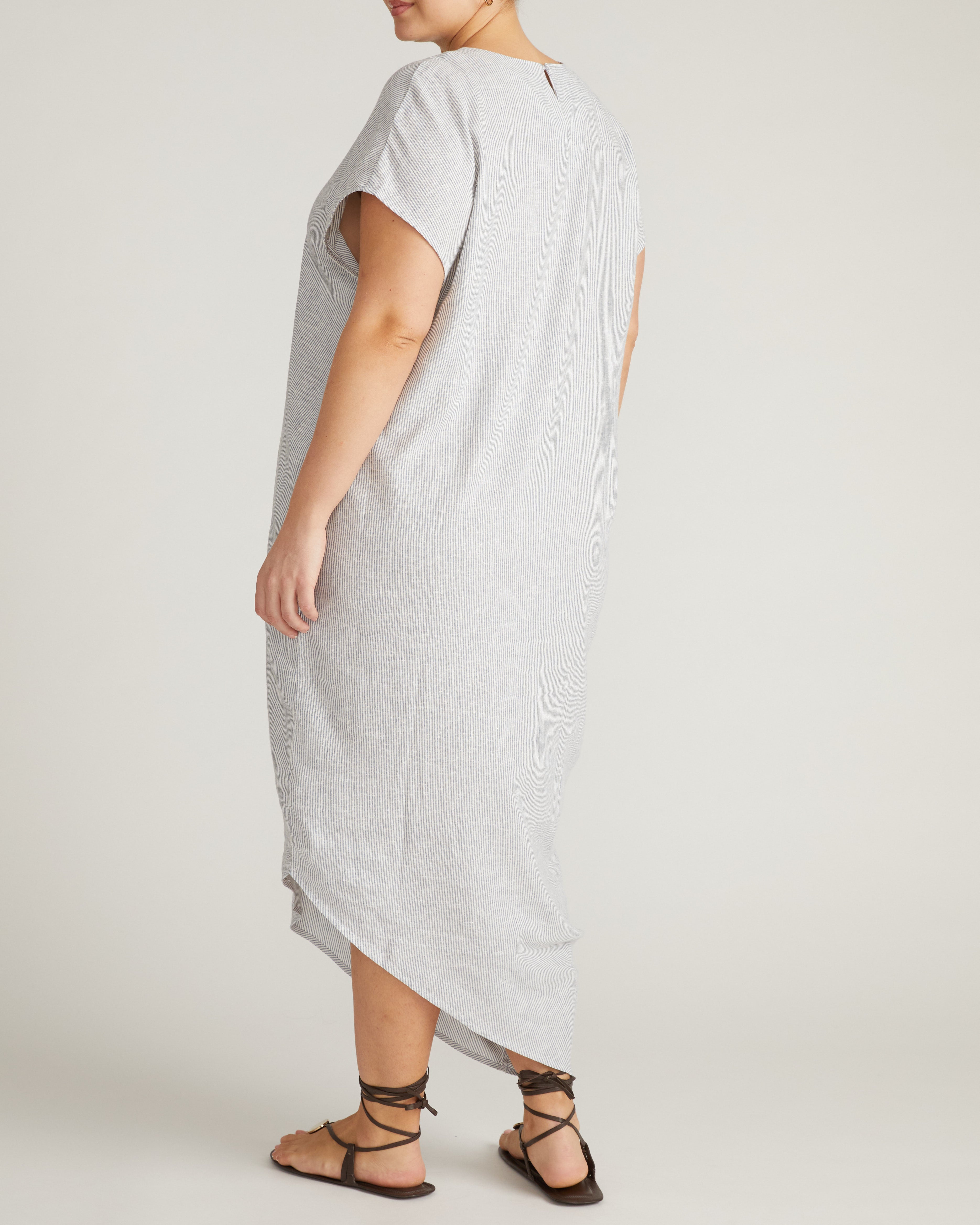 Iconic Stretch Linen Blend Geneva Dress - Beach Stripe