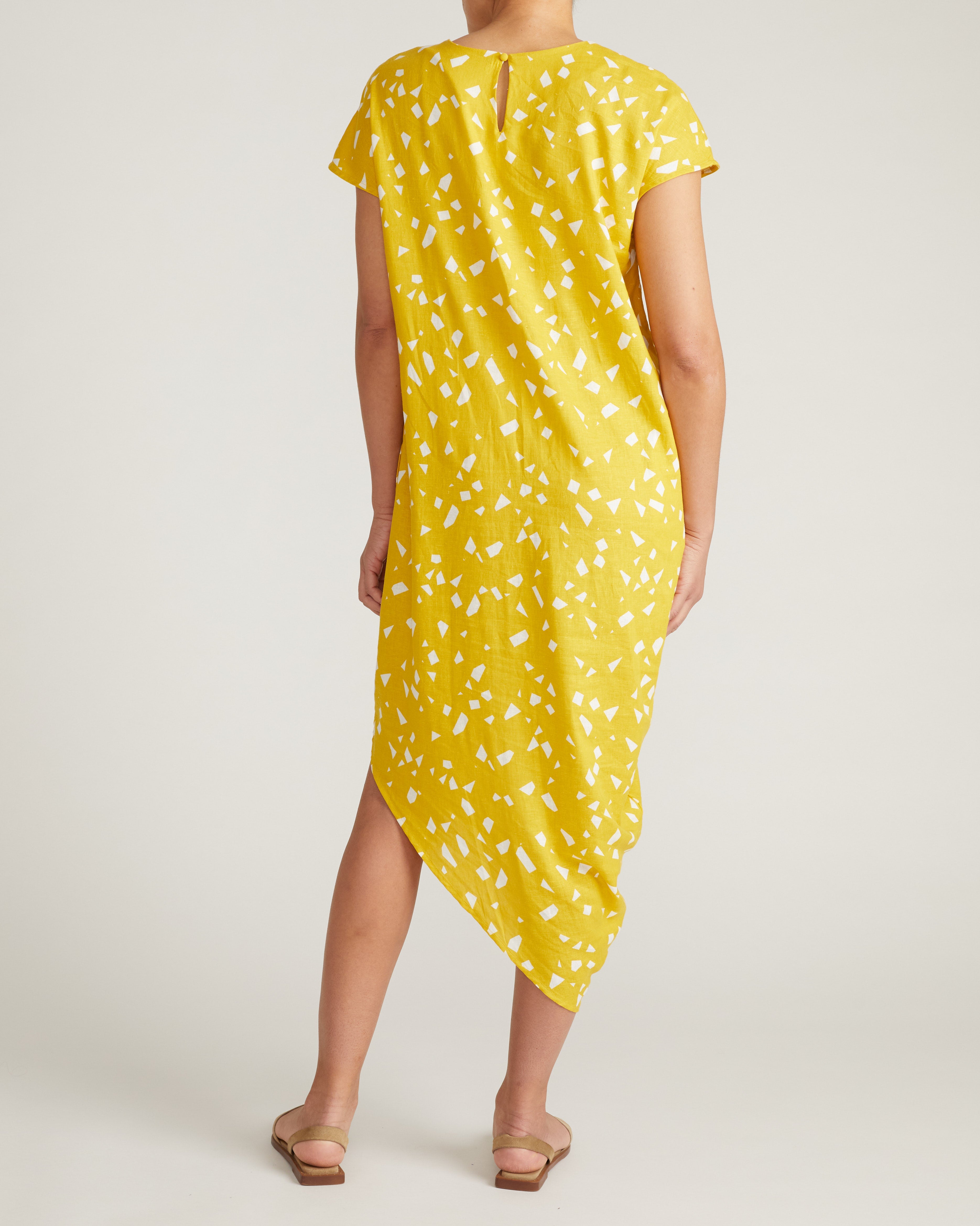 Iconic Stretch Linen Blend Geneva Dress - Yellow Confetti Print