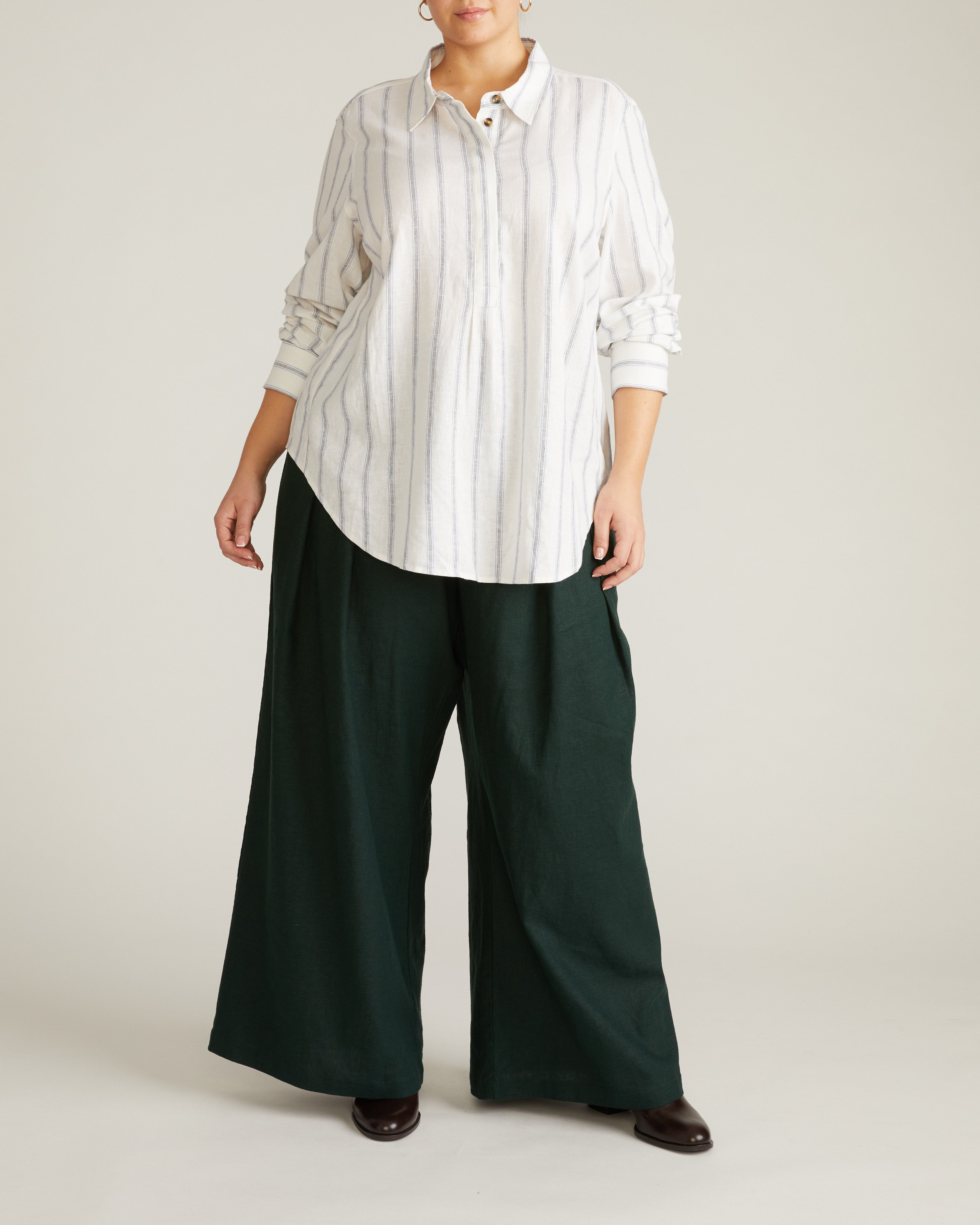 Elbe Popover Stretch Linen Blend Shirt - Mayfair Stripe