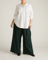 Elbe Popover Stretch Linen Blend Shirt - Mayfair Stripe