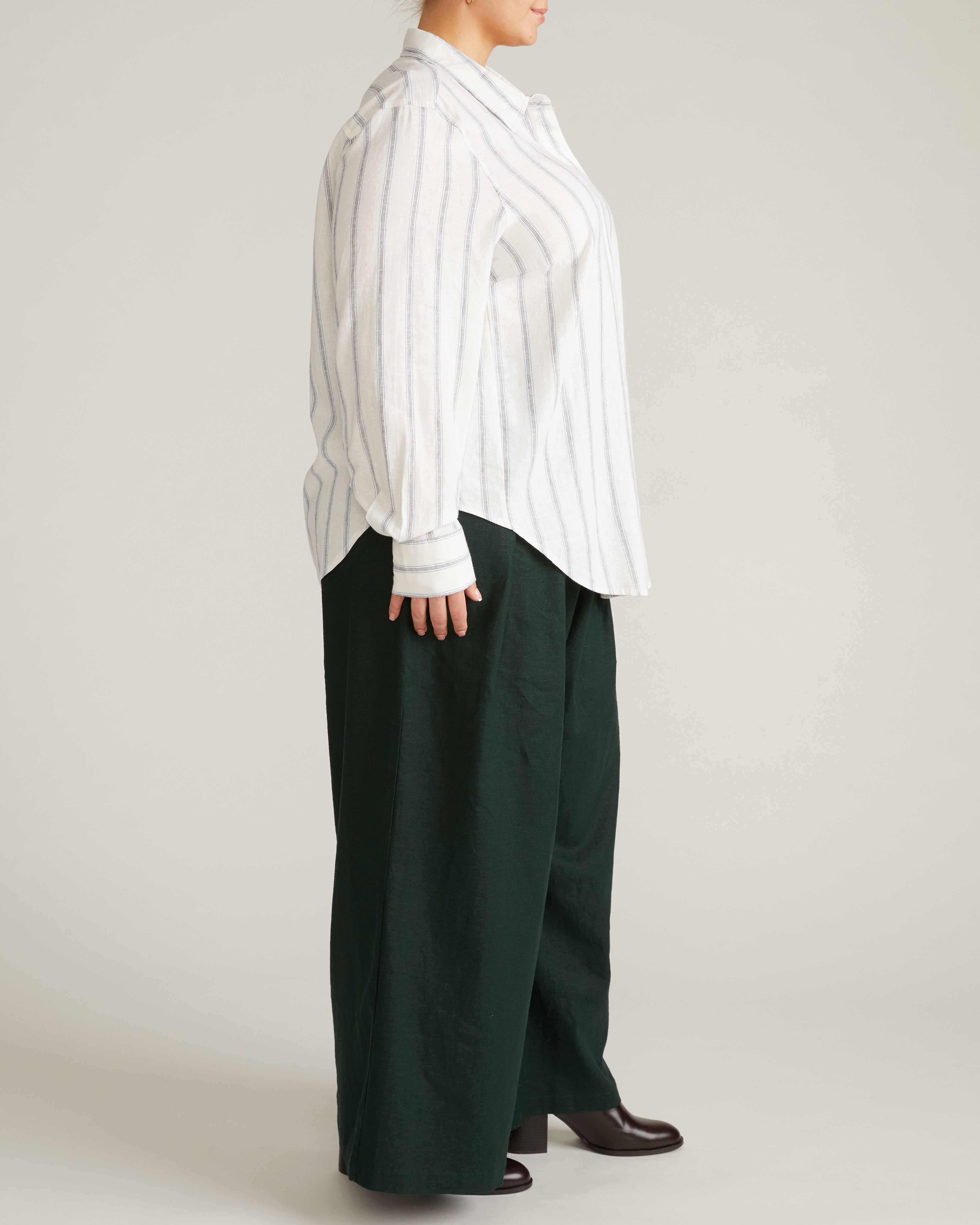 Elbe Popover Stretch Linen Blend Shirt - Mayfair Stripe