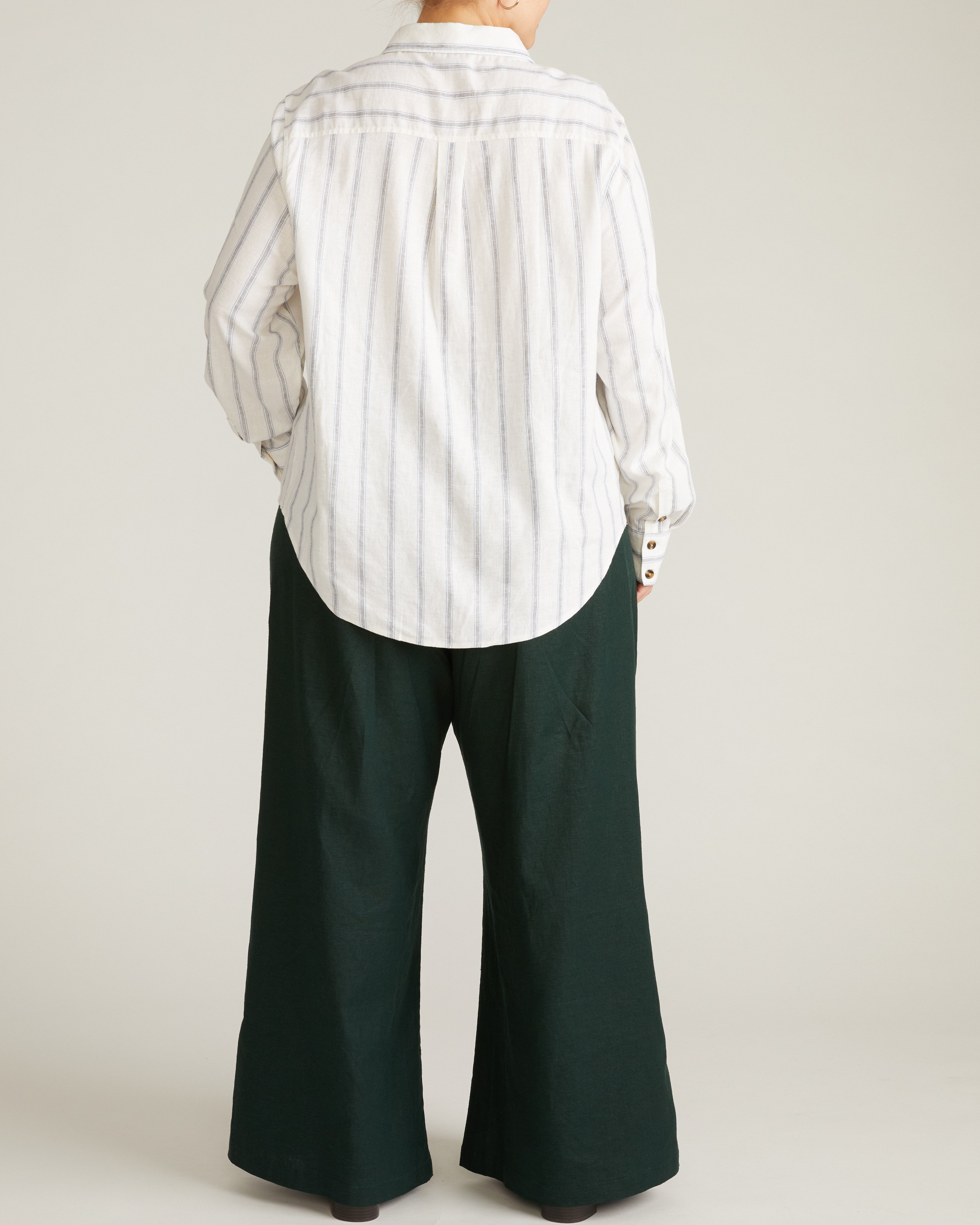 Elbe Popover Stretch Linen Blend Shirt - Mayfair Stripe