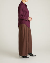 Elbe Popover Stretch Linen Blend Shirt - Acai