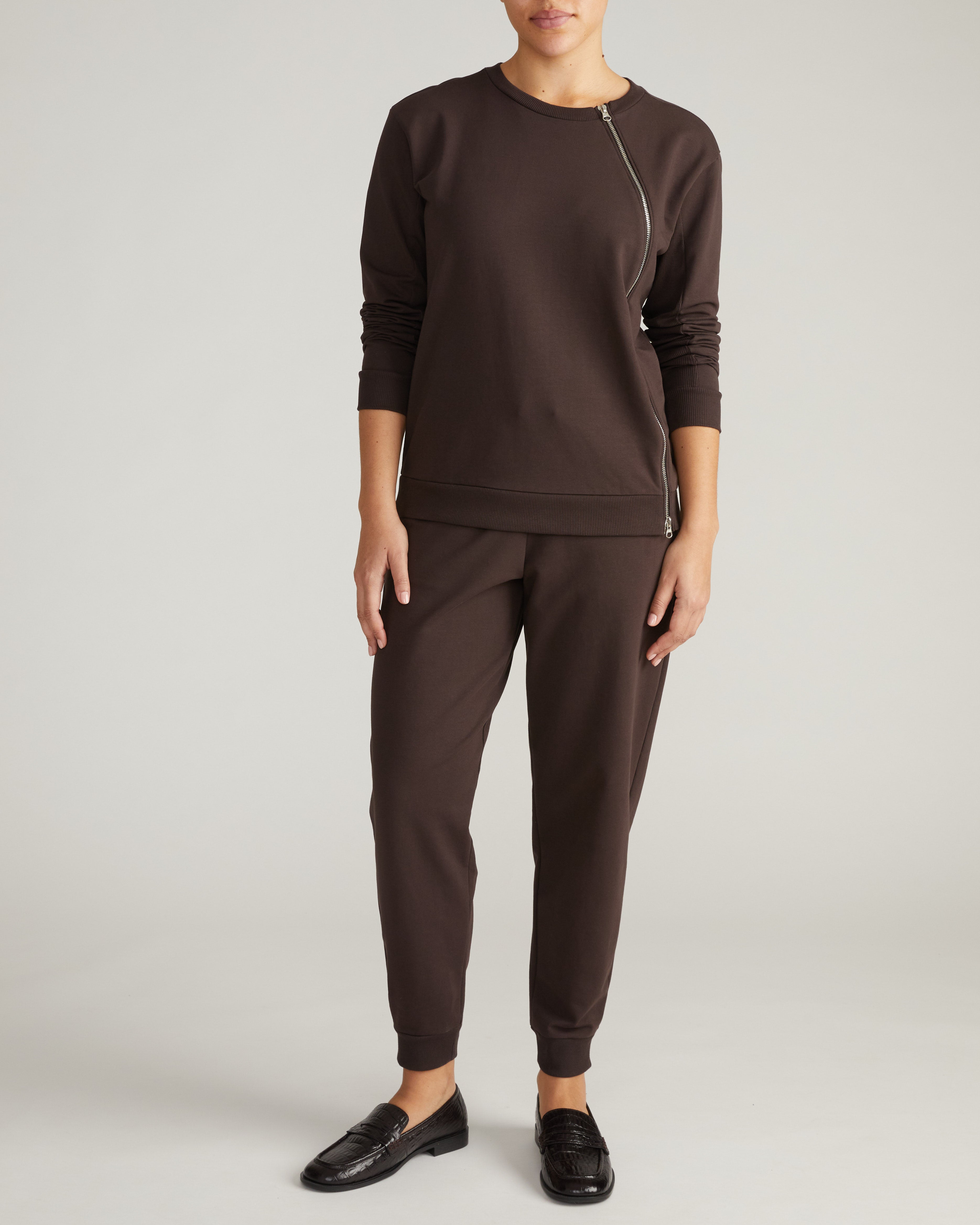 Meridien Zip Sweatshirt - Deep Brown