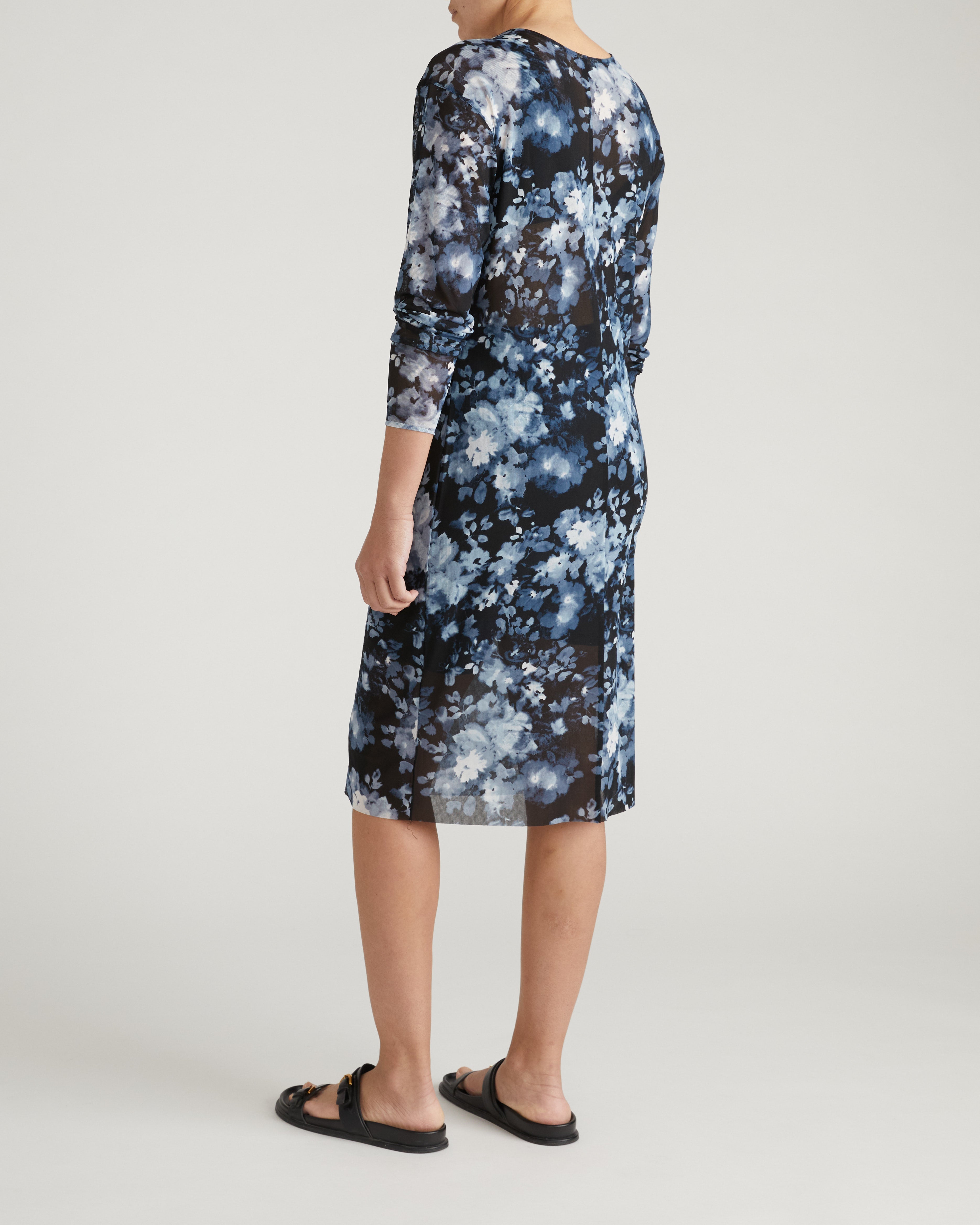 Thames Fog Dress - Tumbling Bouquet Print