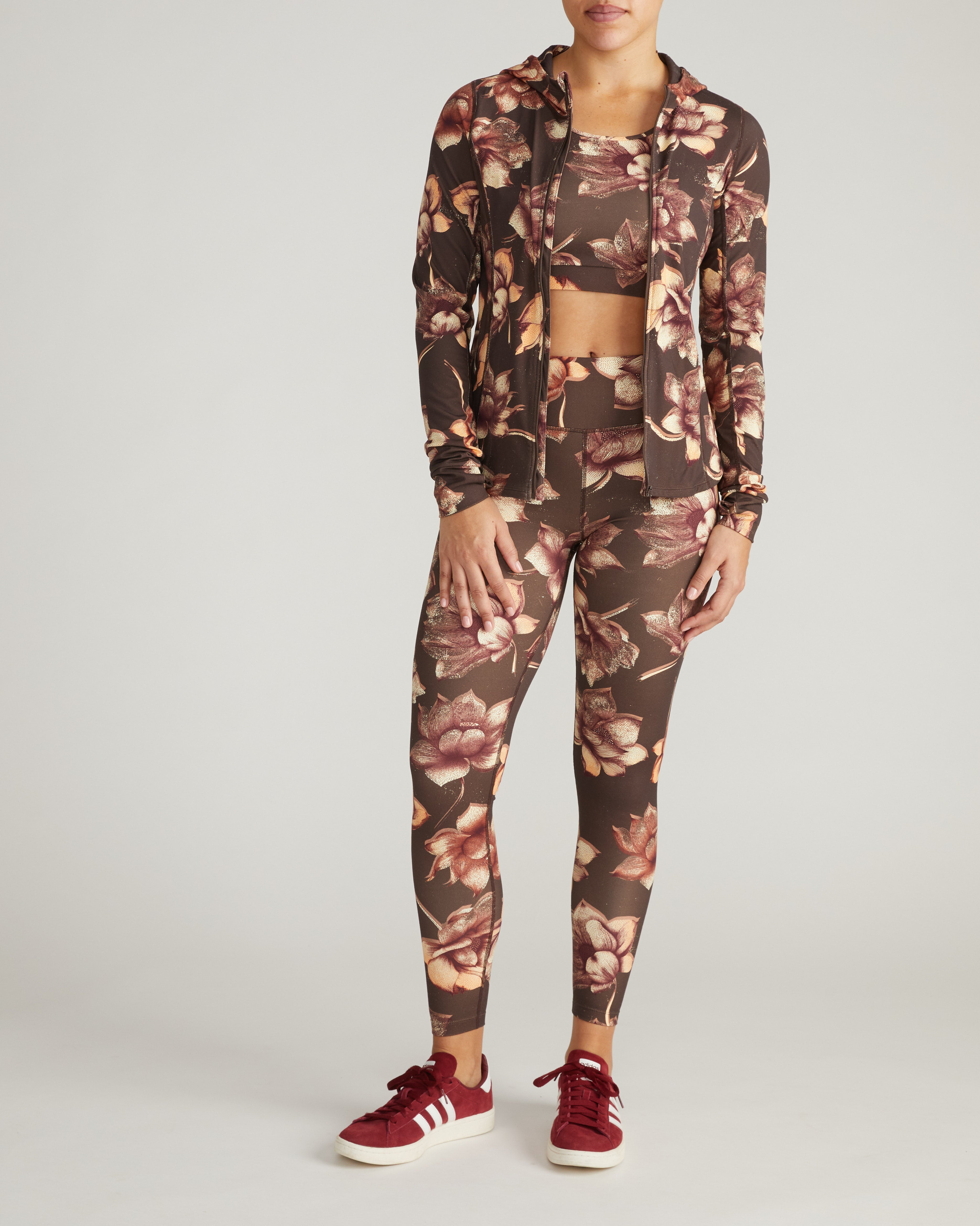 Next-to-Naked Hooded Zip Jacket - Lotus Print