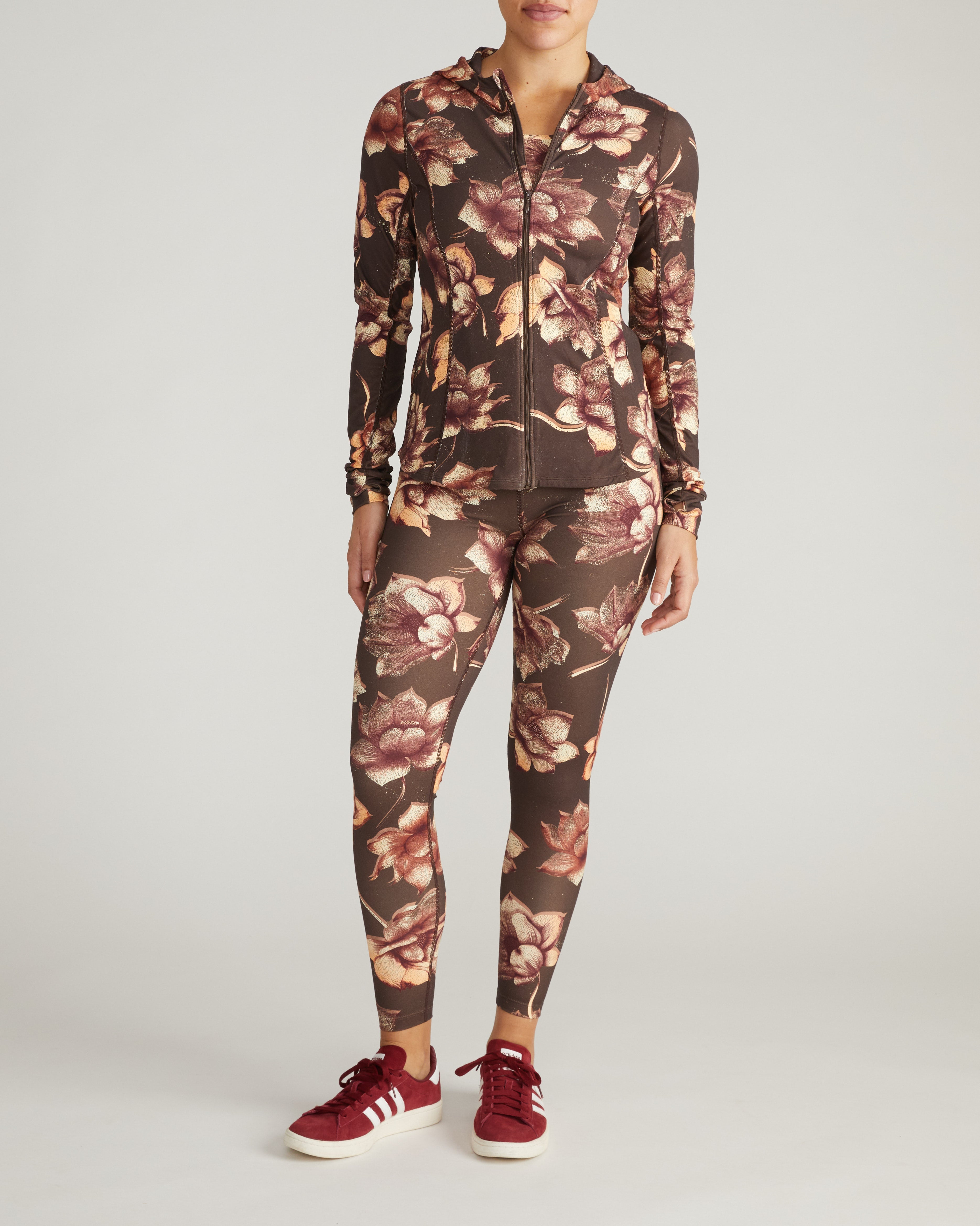 Next-to-Naked Hooded Zip Jacket - Lotus Print