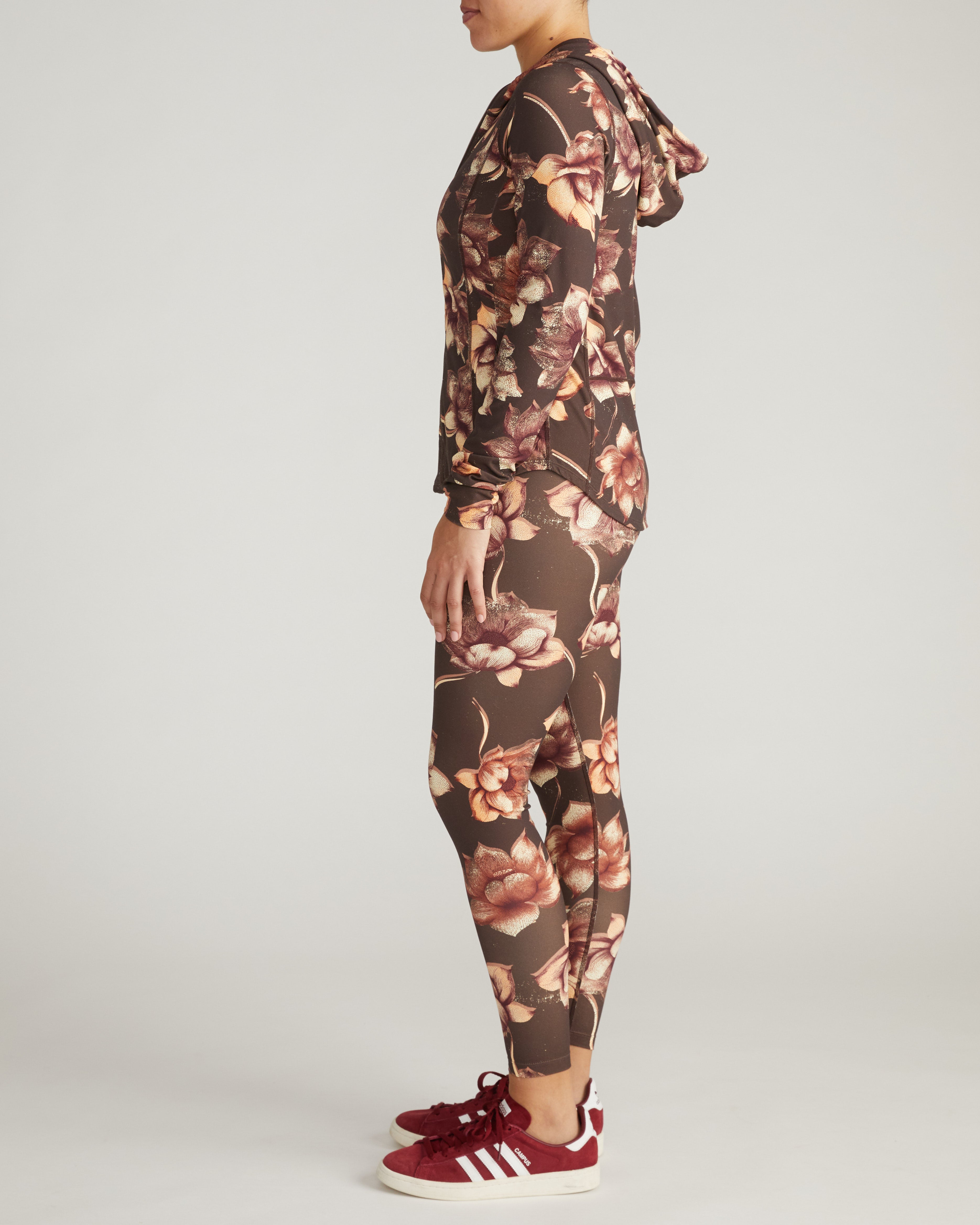 Next-to-Naked Hooded Zip Jacket - Lotus Print