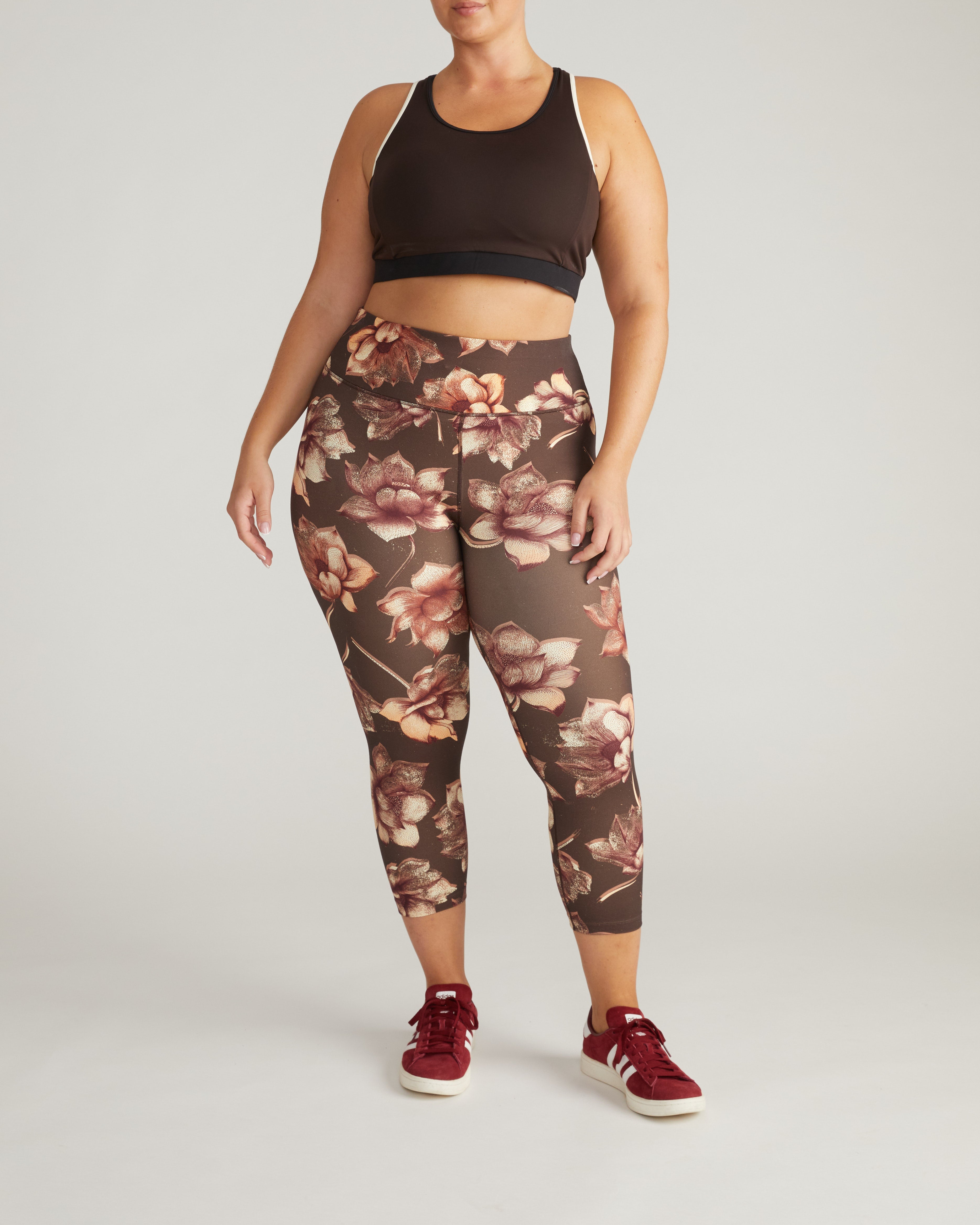 Next-to-Naked Racerback Sports Bra - Deep Brown/Dove Wing Trim