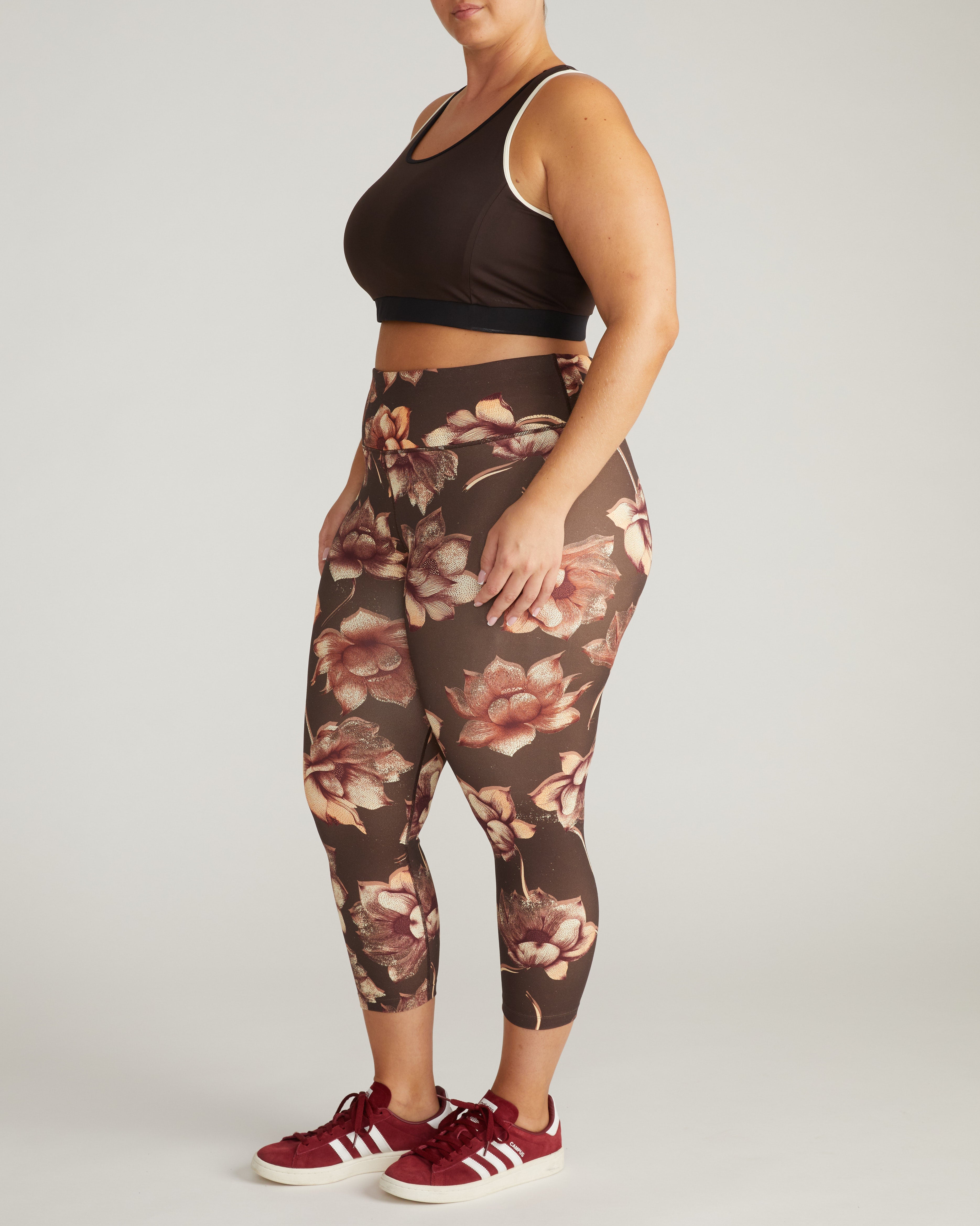 Next-to-Naked Racerback Sports Bra - Deep Brown/Dove Wing Trim