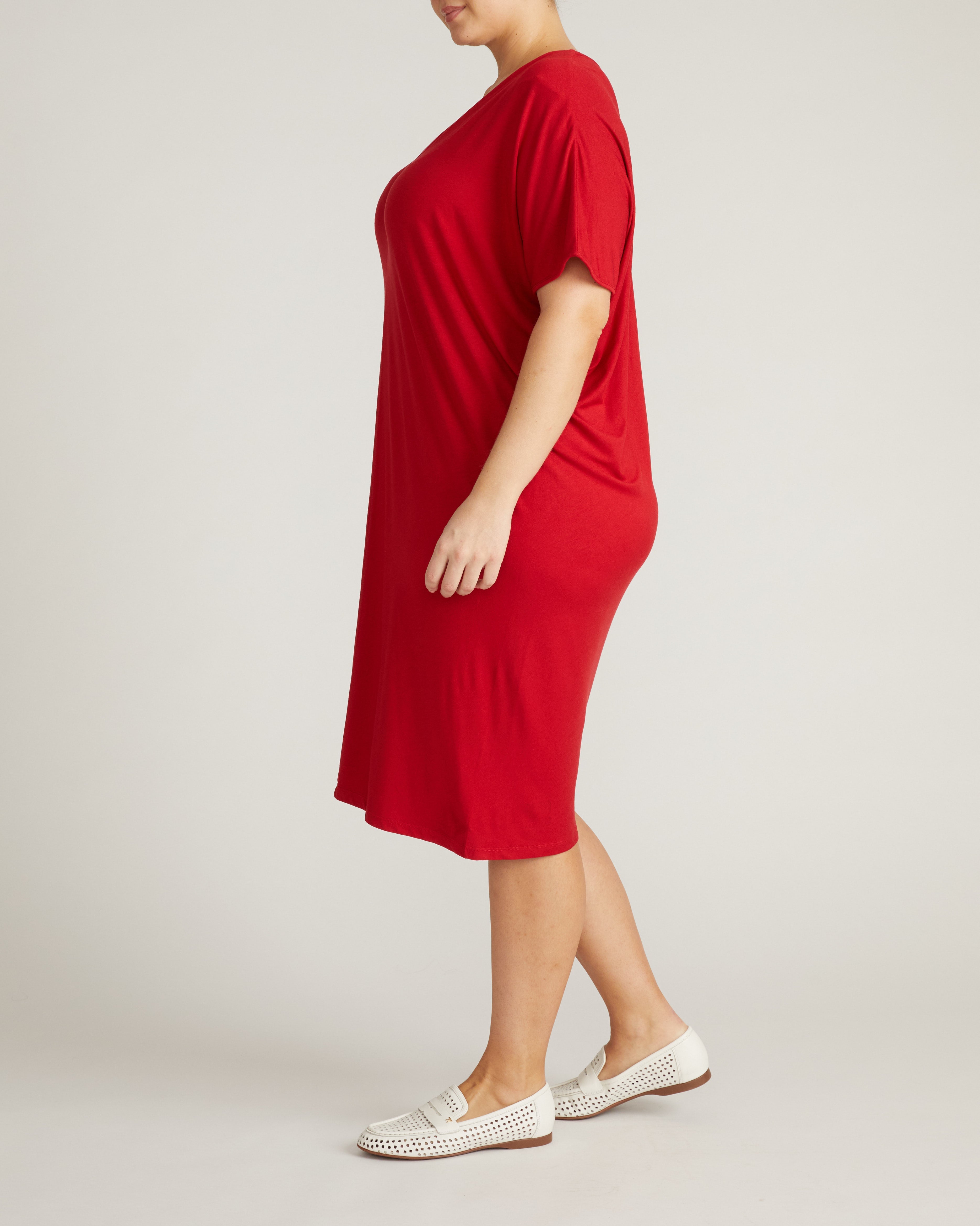 Teresa Liquid Jersey V-Neck Dress - New York Red