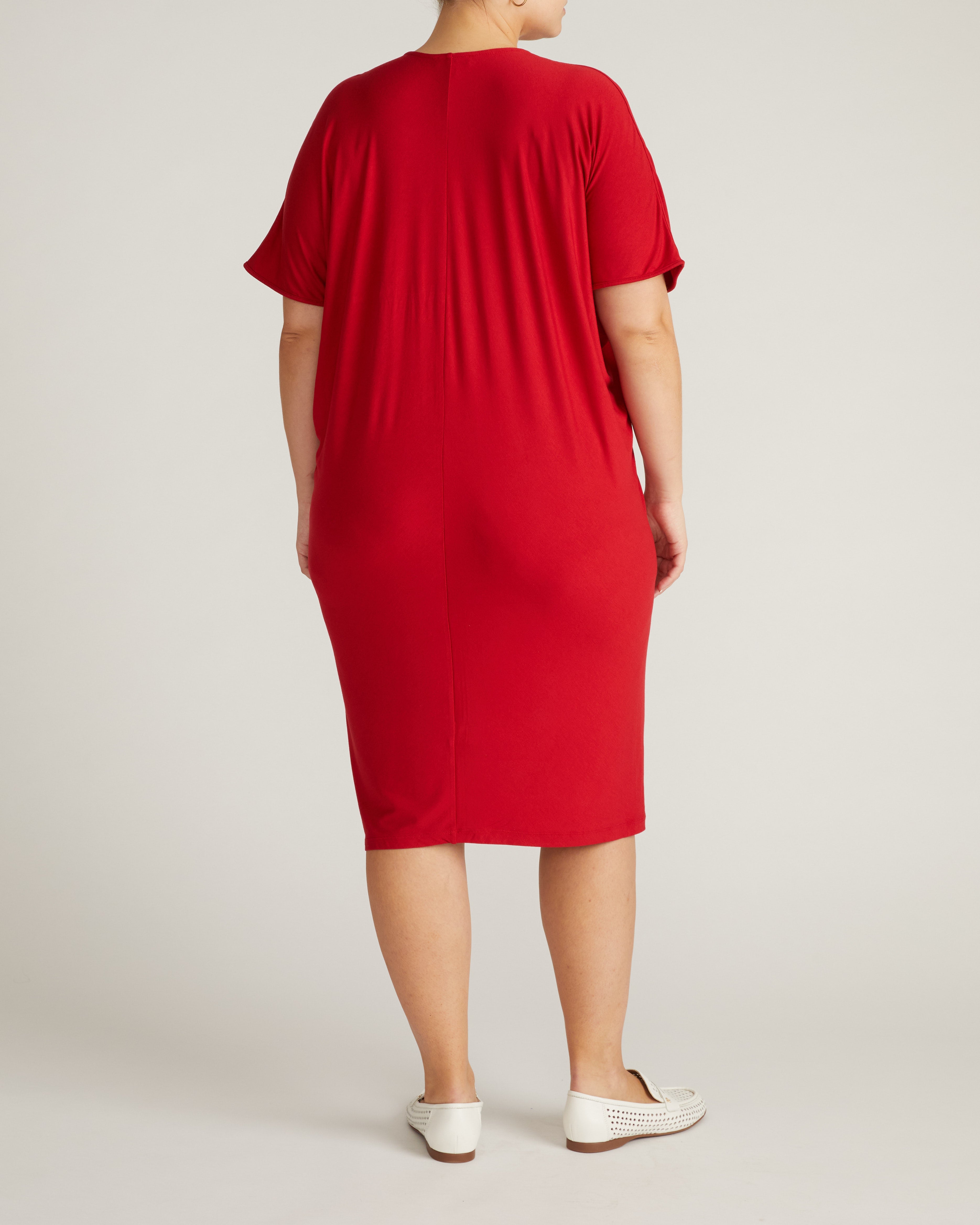 Teresa Liquid Jersey V-Neck Dress - New York Red
