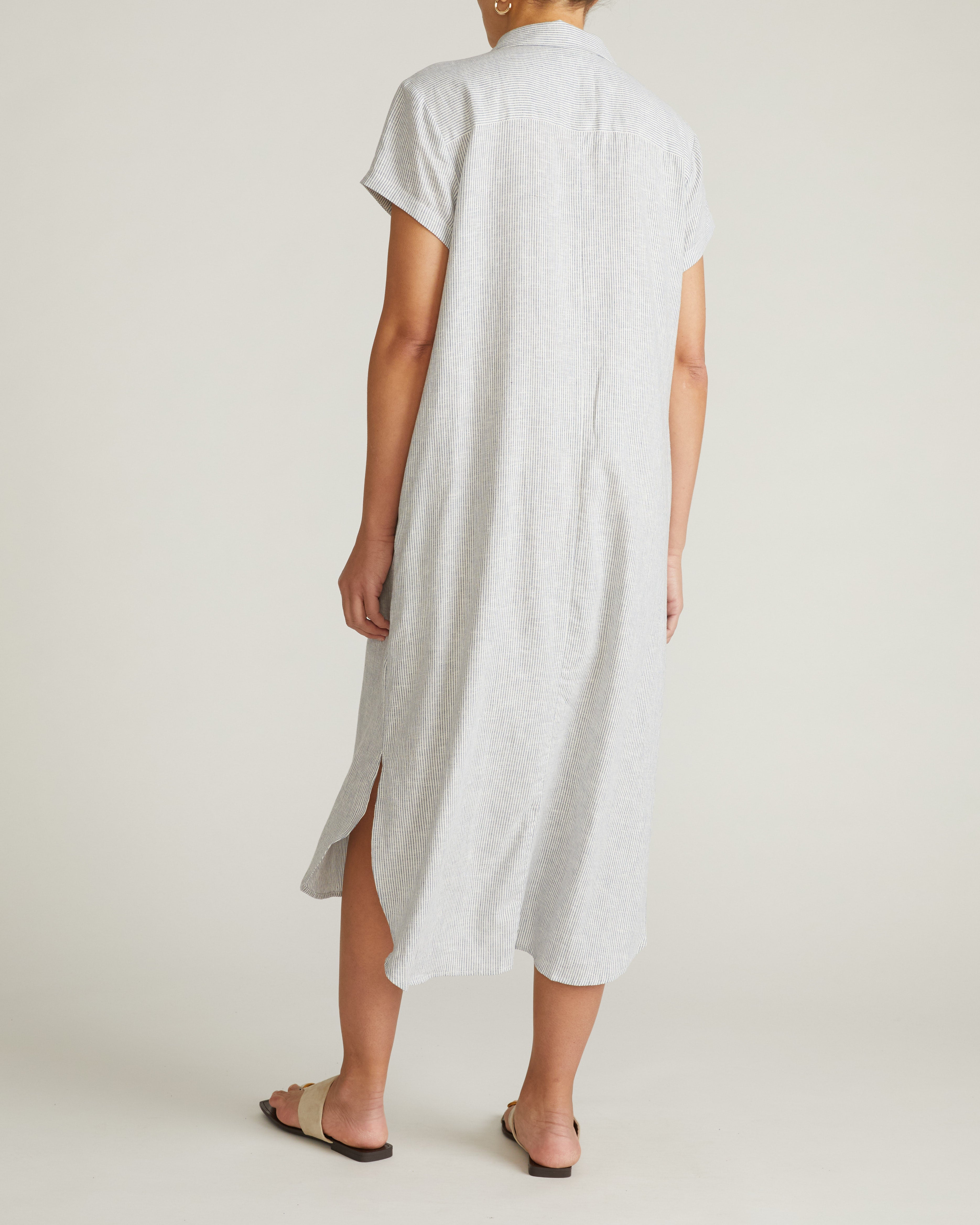Dune Linen Blend Shirtdress - Beach Stripe