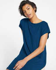 Helen Liquid Jersey Shift Dress - Blue Teal