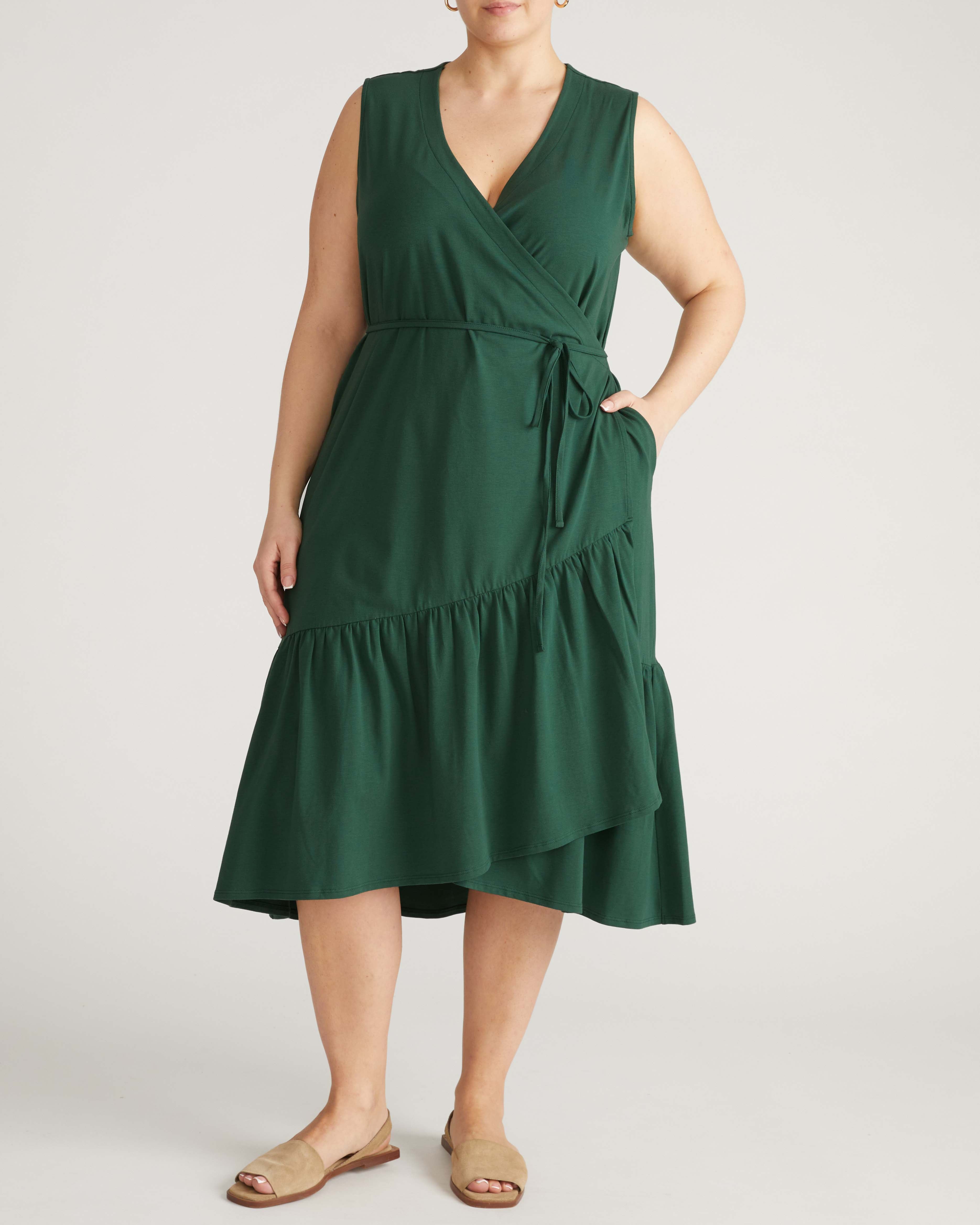 Tiered Twirl Wrap Dress - Conifer
