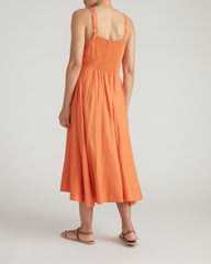 Sunshower Flowy Linen Blend Dress - Italian Orange
