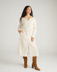Odeon Stretch Poplin Shirtdress - Yellow Multi Stripe