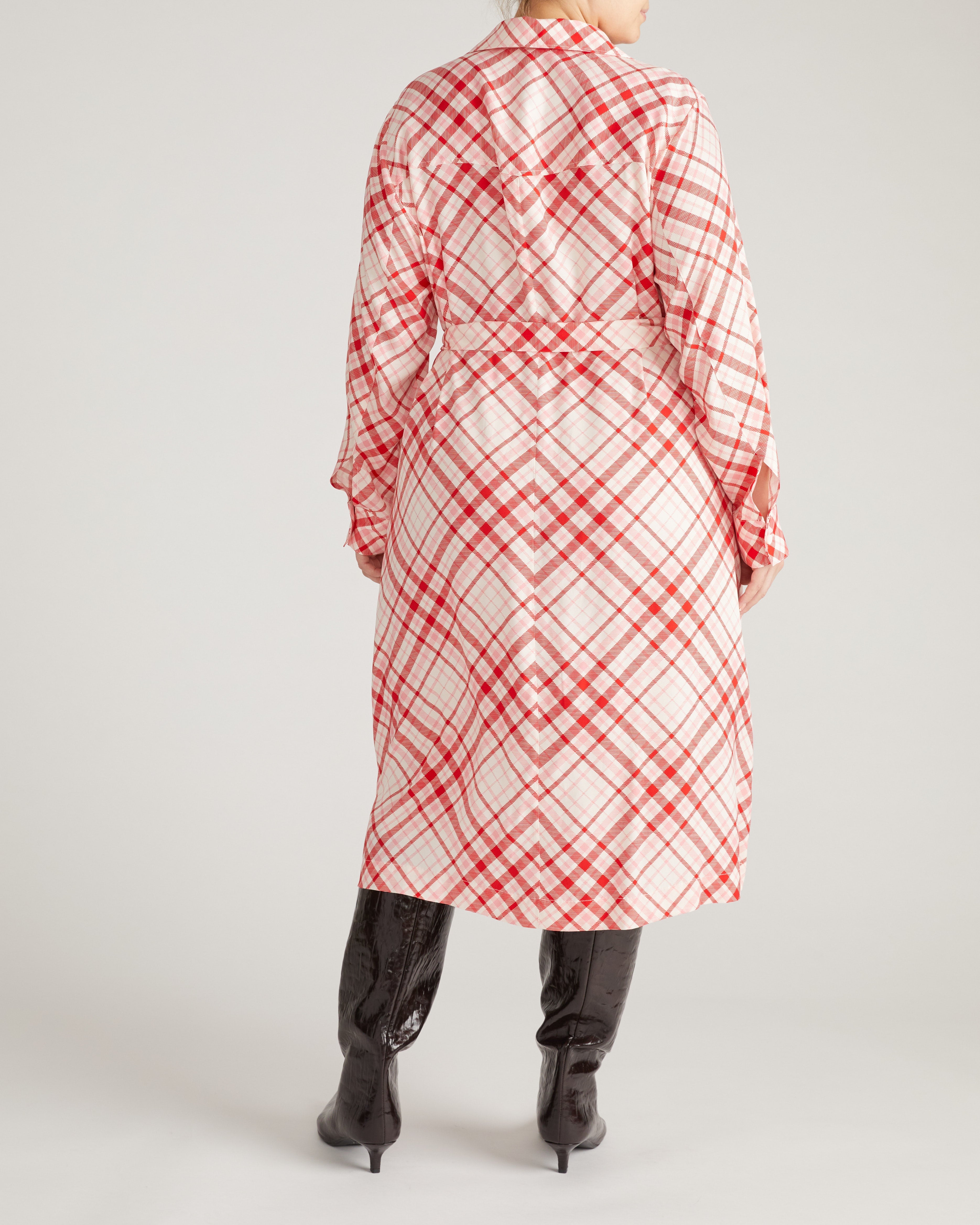 Cooling Stretch Cupro Savannah Dress - Red Plaid Print