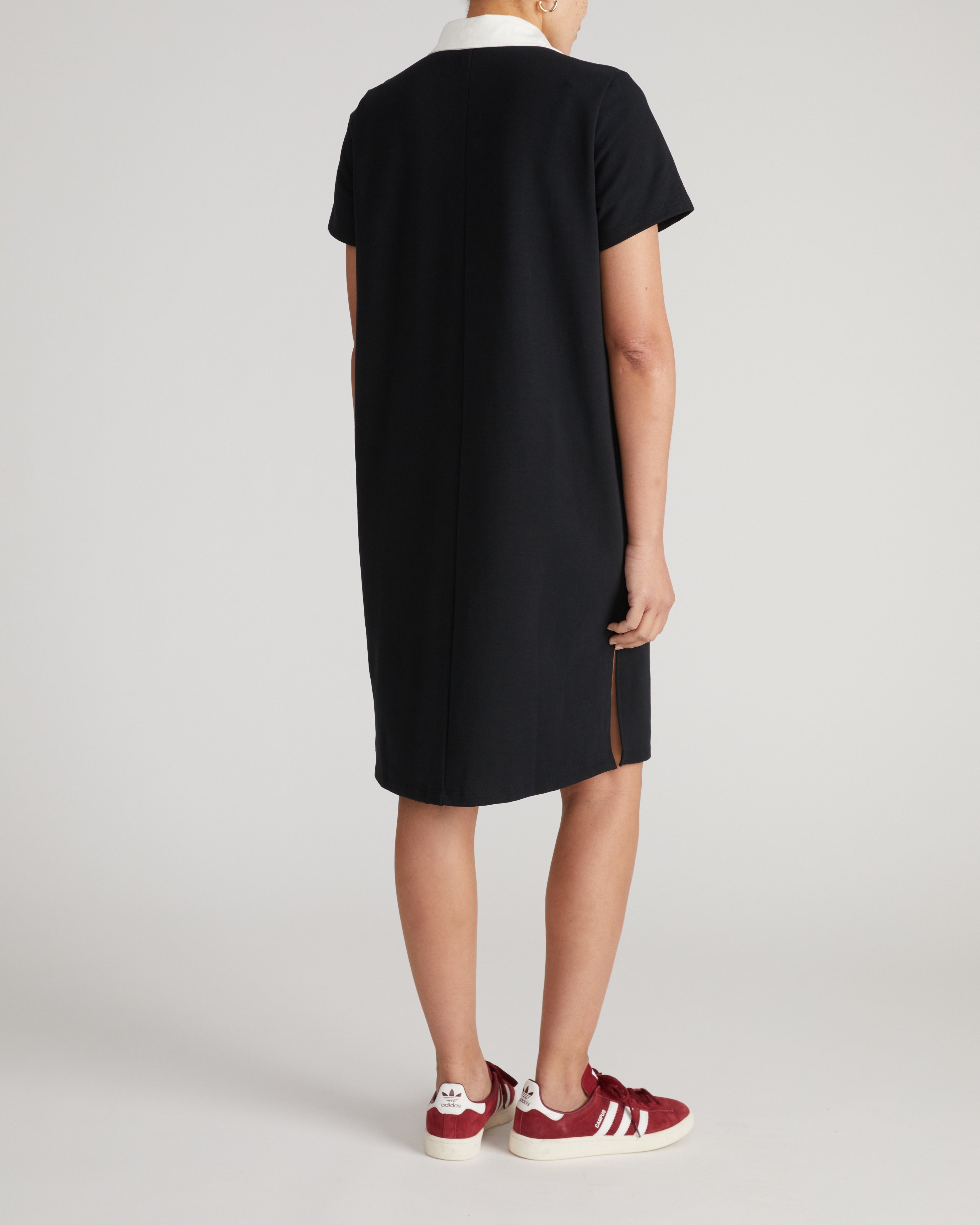 Varsity French Terry Polo Dress - Black/White
