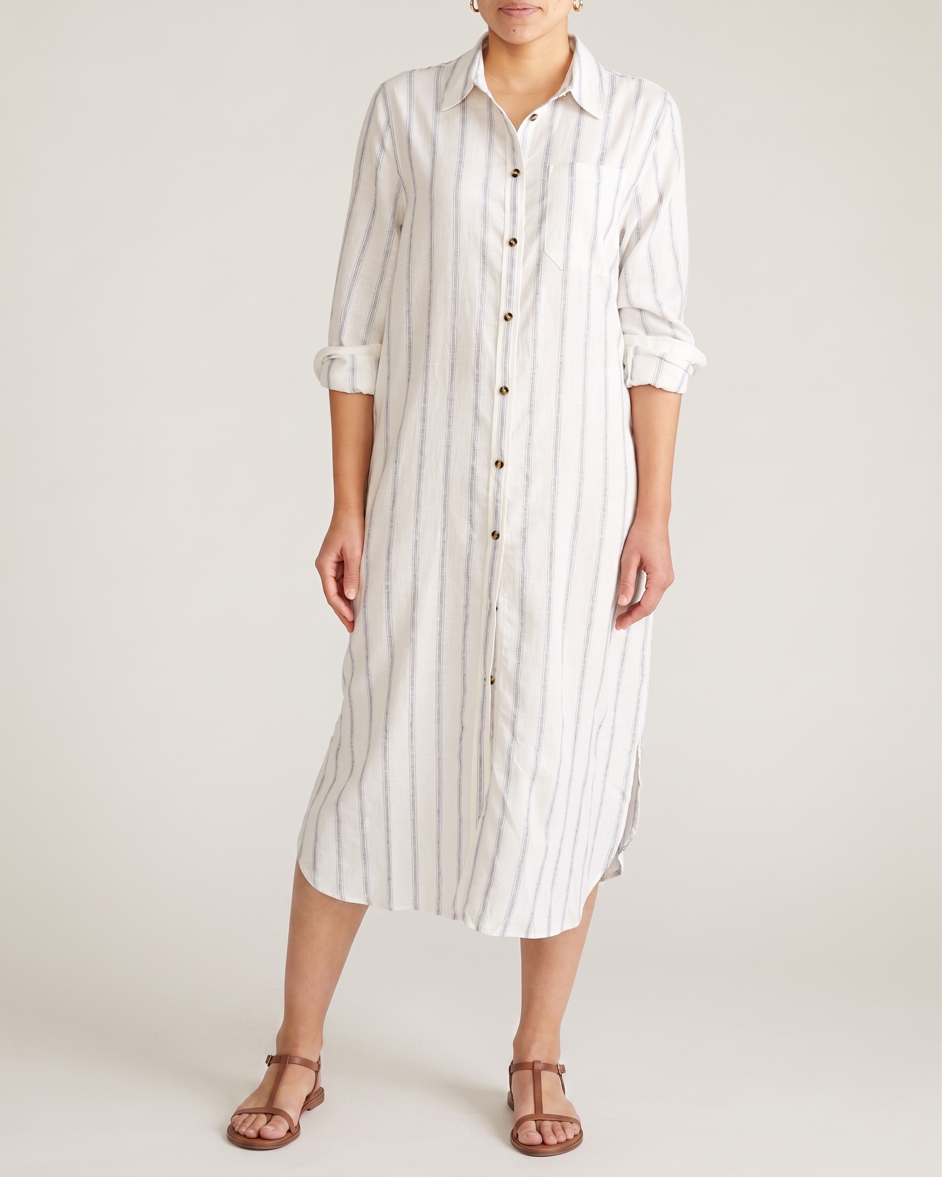 Odeon Linen Blend Shirtdress - Mayfair Stripe