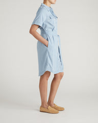 Perfect Tencel Chambray Short Sleeve Shirtdress - Morning Blue